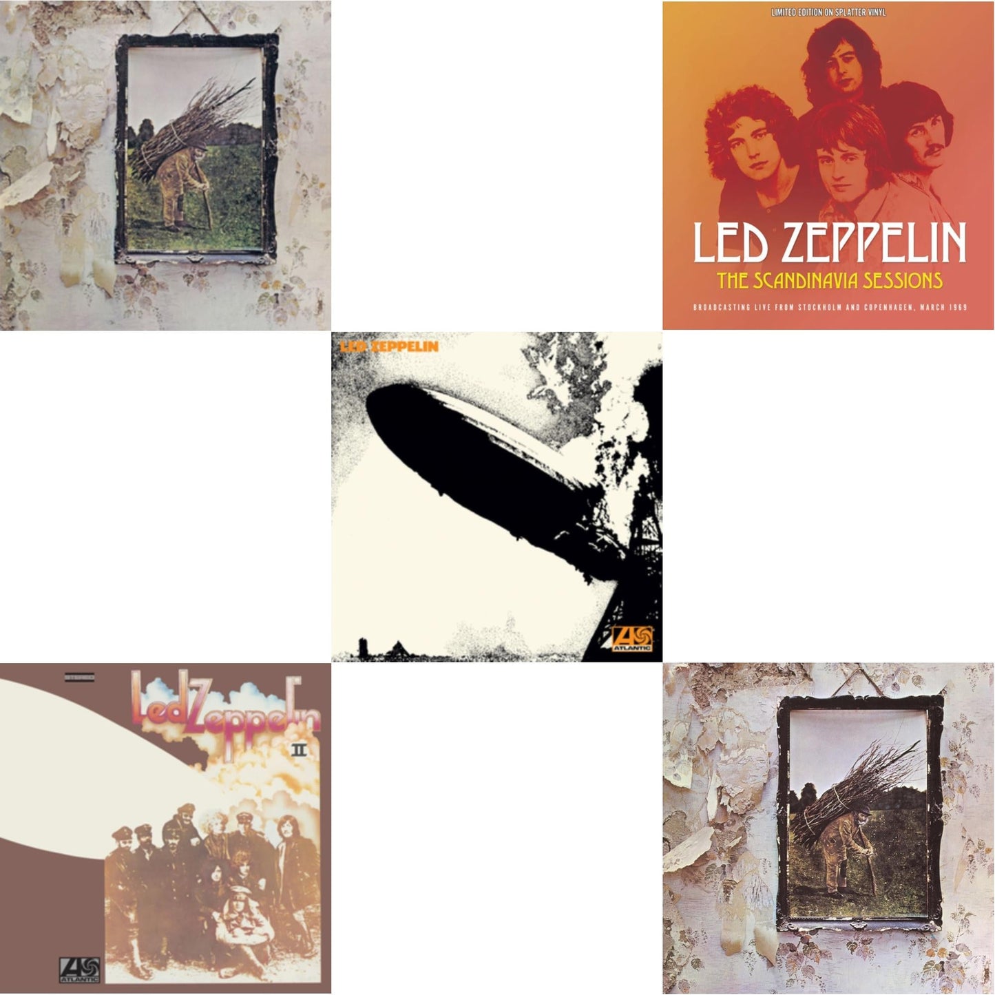 Led Zeppelin - Led Zeppelin Iv & Led Zeppelin Ii (180G/Remastered) & Led Zeppelin I (180G/Remastered) & Scandinavia Sessions (Splatter LP Vinyl) & Led Zeppelin Iv (Clear LP Vinyl/180G) (Atl75)