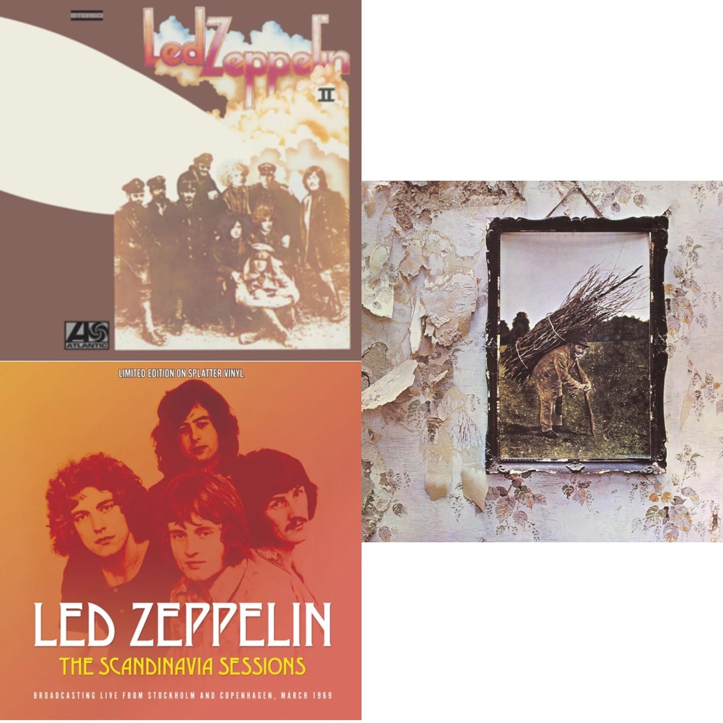 Led Zeppelin - Led Zeppelin Ii (180G/Remastered) & Scandinavia Sessions (Splatter LP Vinyl) & Led Zeppelin Iv (Clear LP Vinyl/180G) (Atl75)