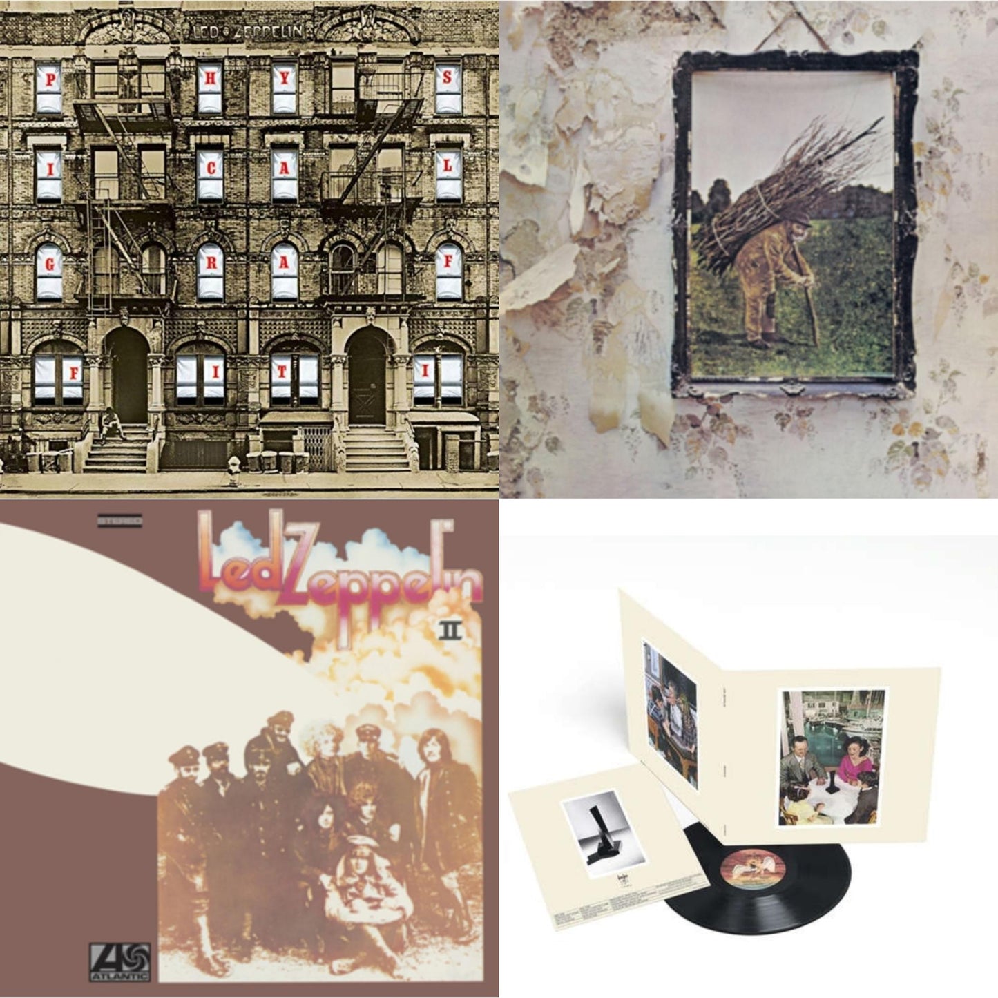 Led Zeppelin - Led Zeppelin Iv & Physical Graffiti (2015 Remaster) & Presence & Led Zeppelin Ii (180G/Remastered) - LP Vinyl Bundle