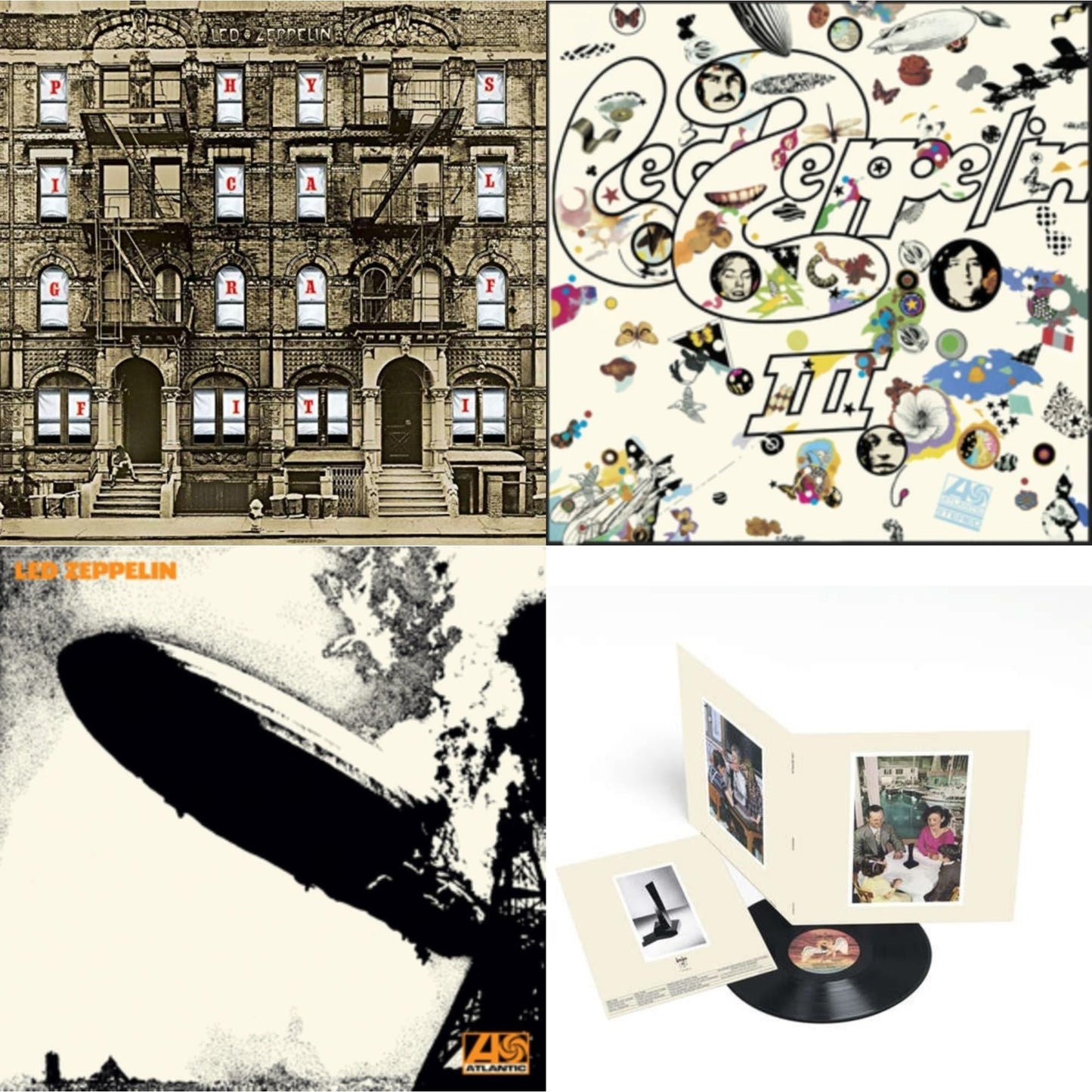 Led Zeppelin - Led Zeppelin Iii (Remastered Original/180G) & Physical Graffiti (2015 Remaster) & Presence & Led Zeppelin I (180G/Remastered) - LP Vinyl Bundle