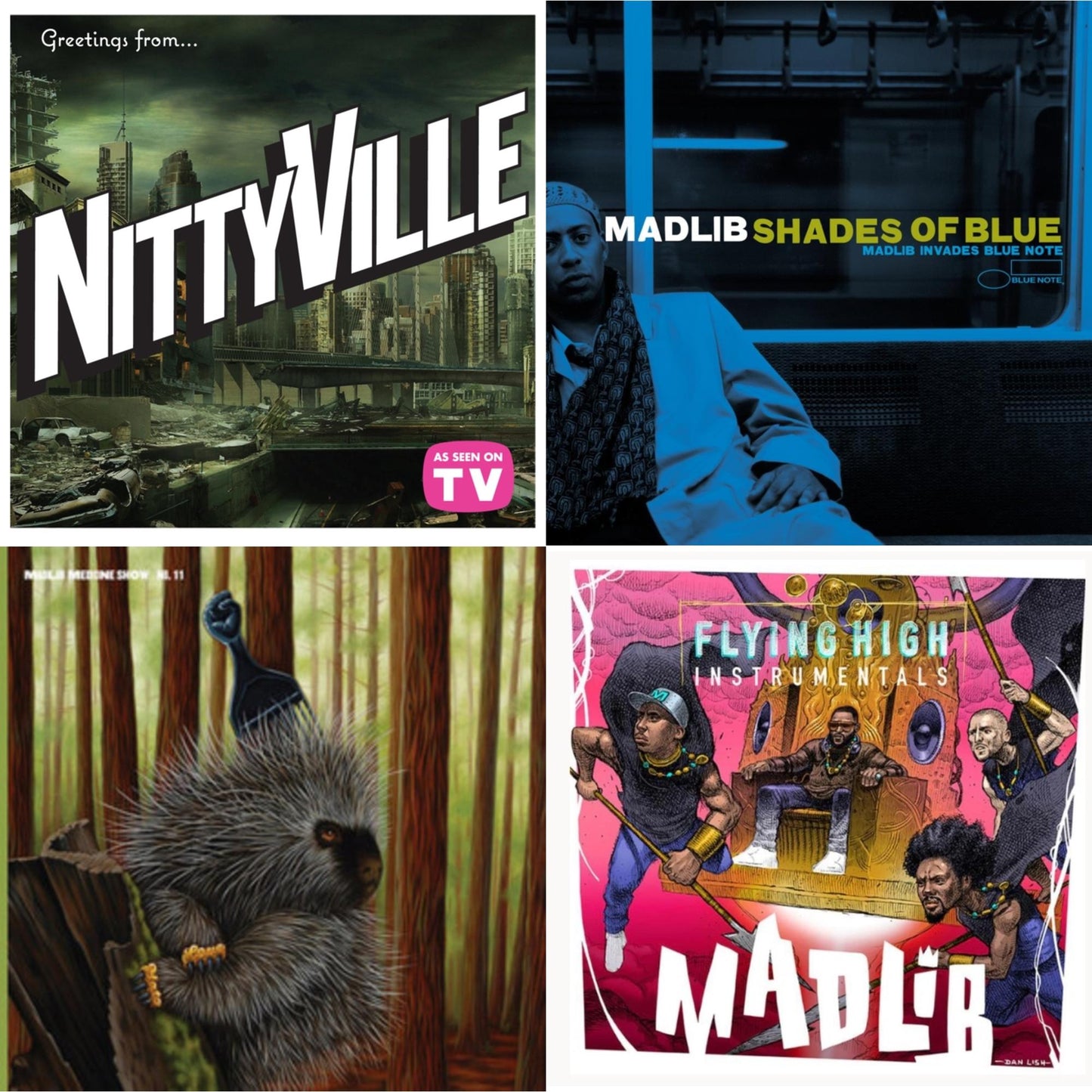Madlib - Shades Of Blue (Blue Note Classic Vinyl Series) (2LP) & Flying High Instrumentals & Channel 85 Presents Nittyville: Season 1 & Low Budget High Fi Music (Color LP Vinyl)