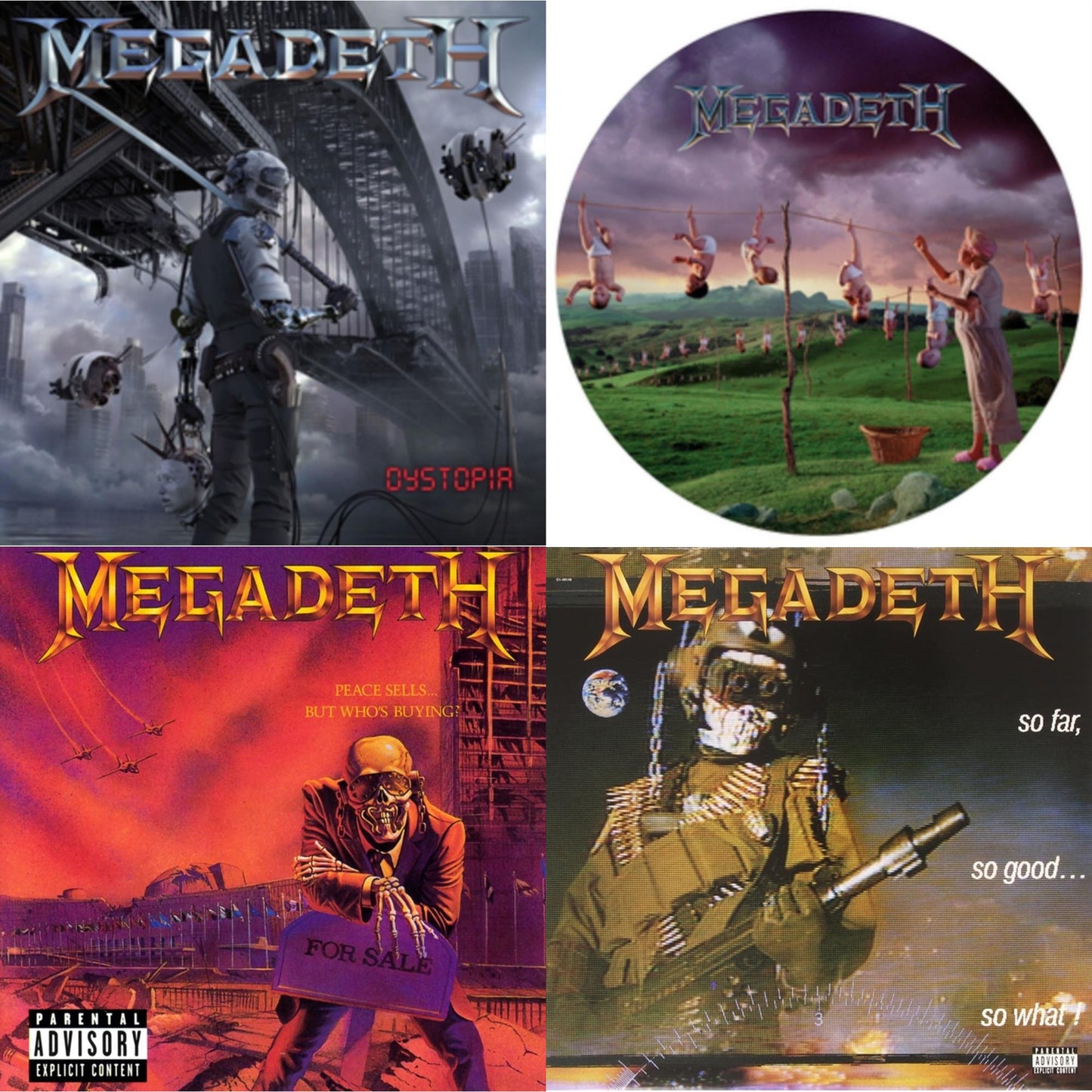 Megadeth - Peace Sells But Who's Buying & So Far So Good So What & Youthanasia (Picture Disc) & Dystopia - LP Vinyl Bundle