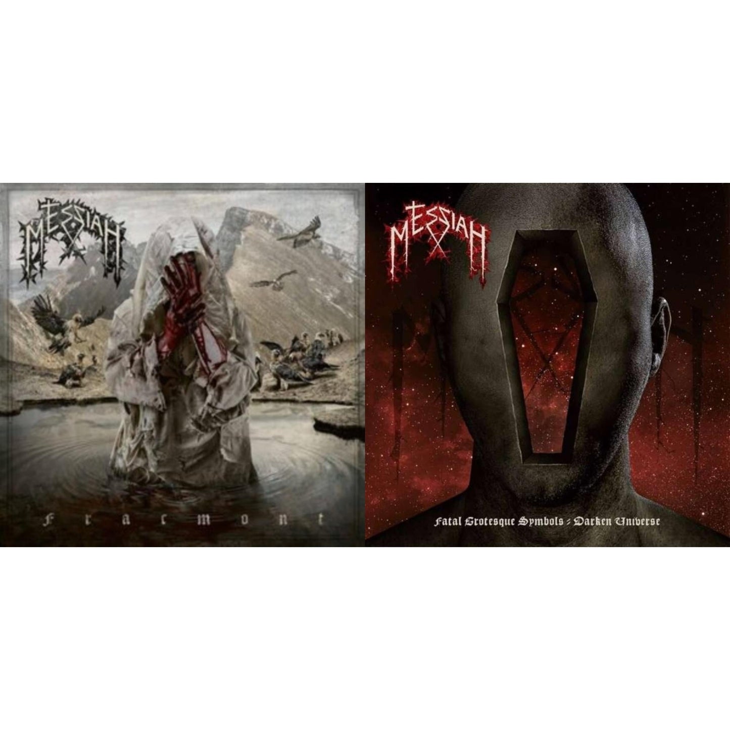 Messiah - Fracmont (Red & White Black Splatter LP Vinyl/Limited Edition/Poster/Gatefold Jacket) & Fatal Grotesque Symbols (White & Red Splatter LP Vinyl/Limited Edition/Poster)