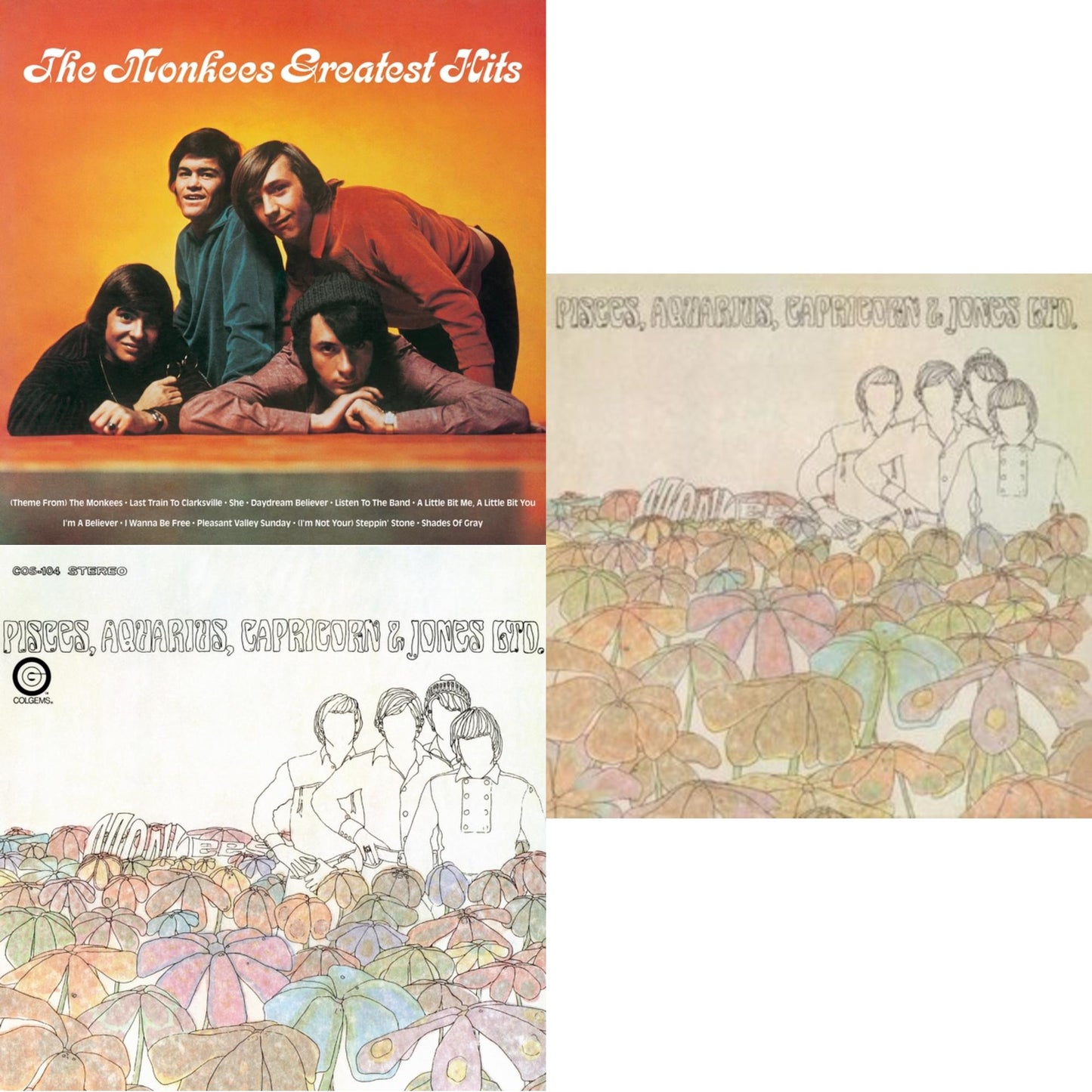Monkees - Greatest Hits (Yellow LP Vinyl) (Rocktober) & Pisces, Aquarius, Capricorn & Jones Ltd. (Syeor) & Pisces, Aquarius, Capricorn & Jones Ltd. (Violet LP Vinyl/Limited Anniversary Edition)