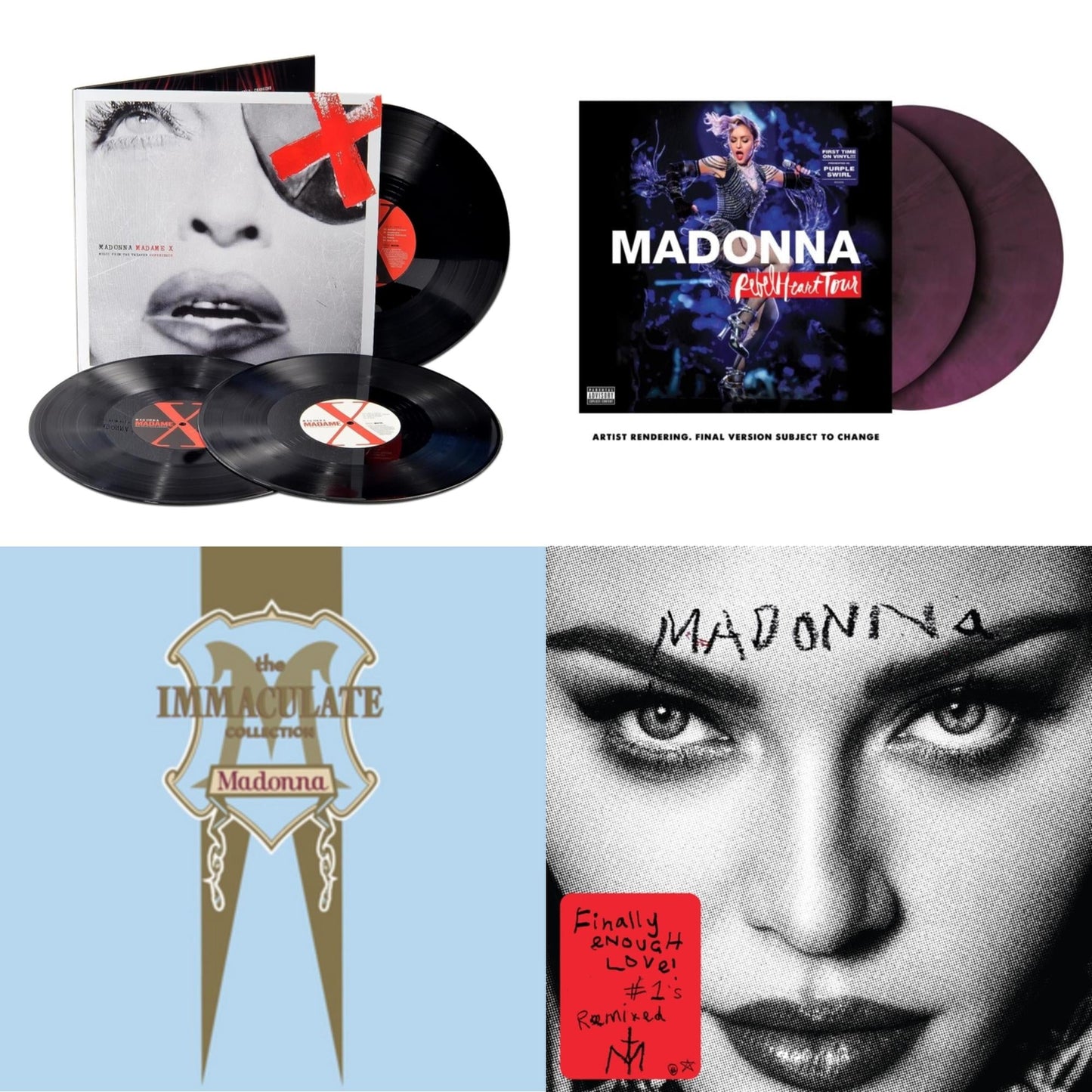 Madonna - Rebel Heart Tour (X) (Purple Galaxy Swirl Vinyl/2LP) & Madame X (Live) (3LP) & Finally Enough Love (2LP) & Immaculate Collection (2LP)