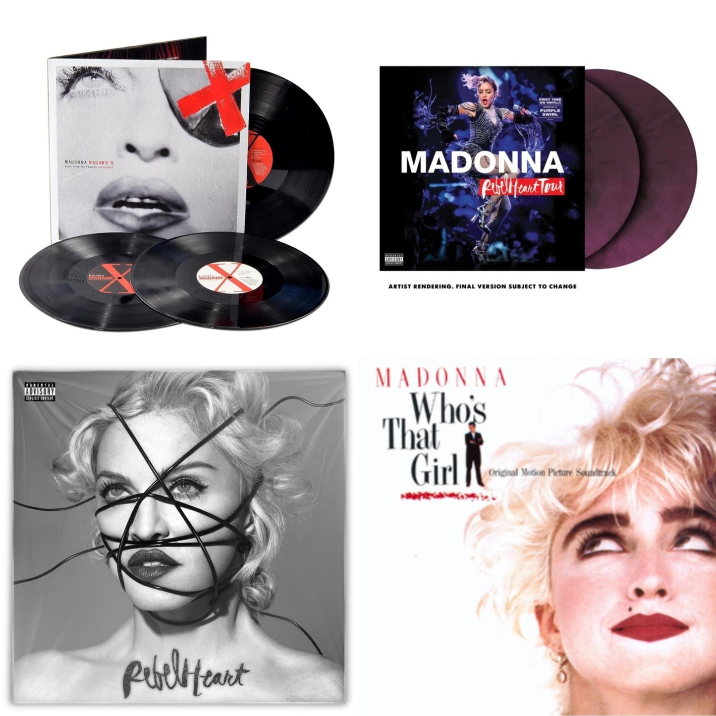Madonna - Rebel Heart Tour (X) (Purple Galaxy Swirl Vinyl/2LP) & Rebel Heart & Madame X (Live) (3LP) & Who's That Girl Ost (Back 2 The 80S) (I)
