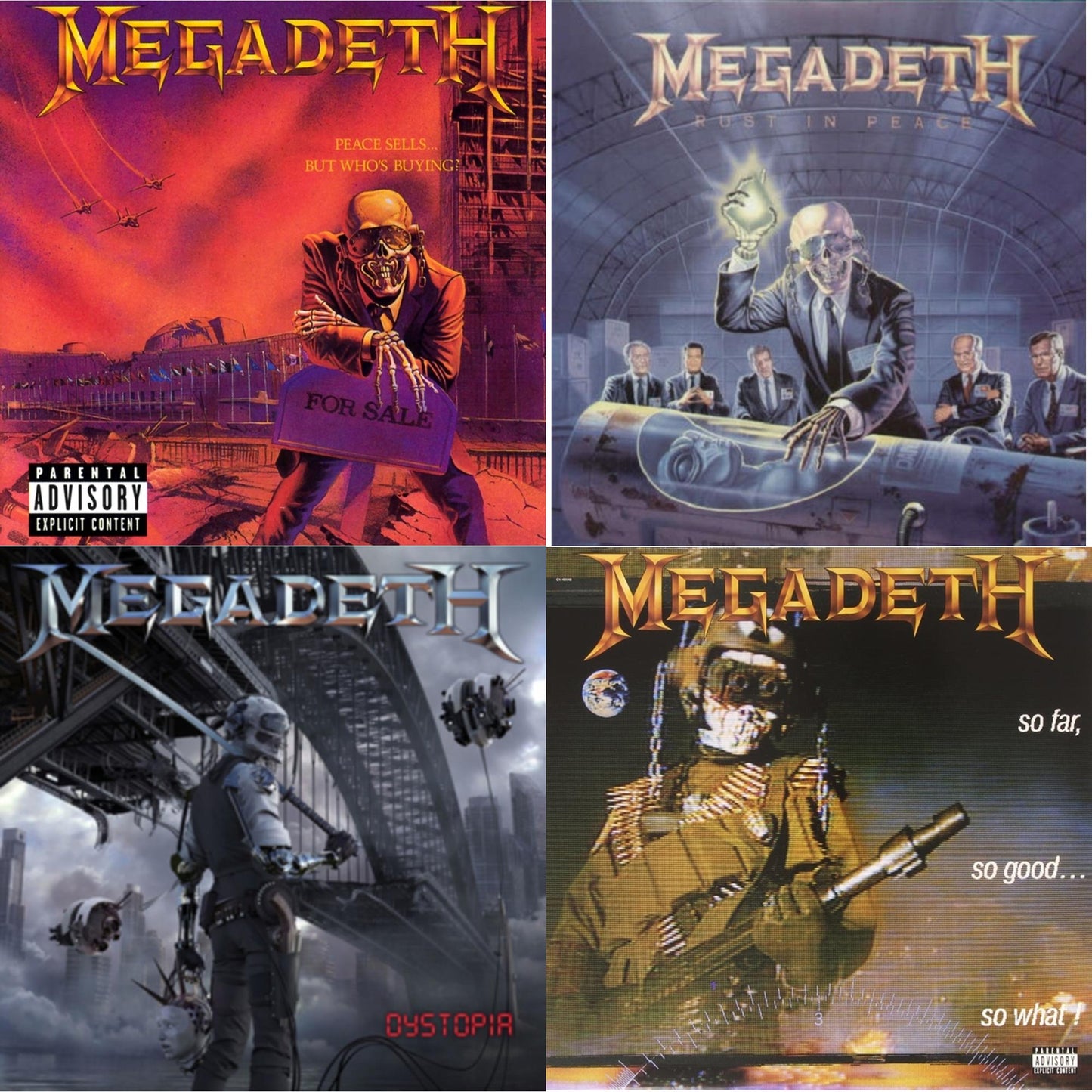 Megadeth - Peace Sells But Who's Buying & Rust In Peace & So Far So Good So What & Dystopia - LP Vinyl Bundle