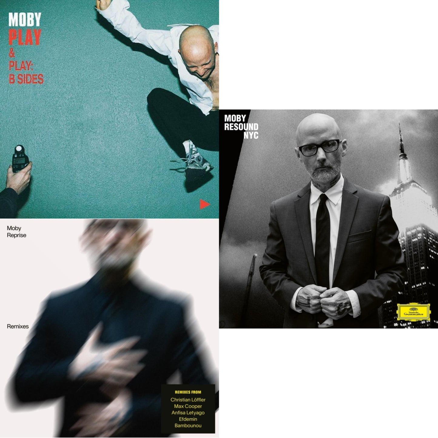 Moby - Reprise - Remixes (2LP) & Resound Nyc (Crystal Clear Vinyl/2LP) & Play (140G/2LP)