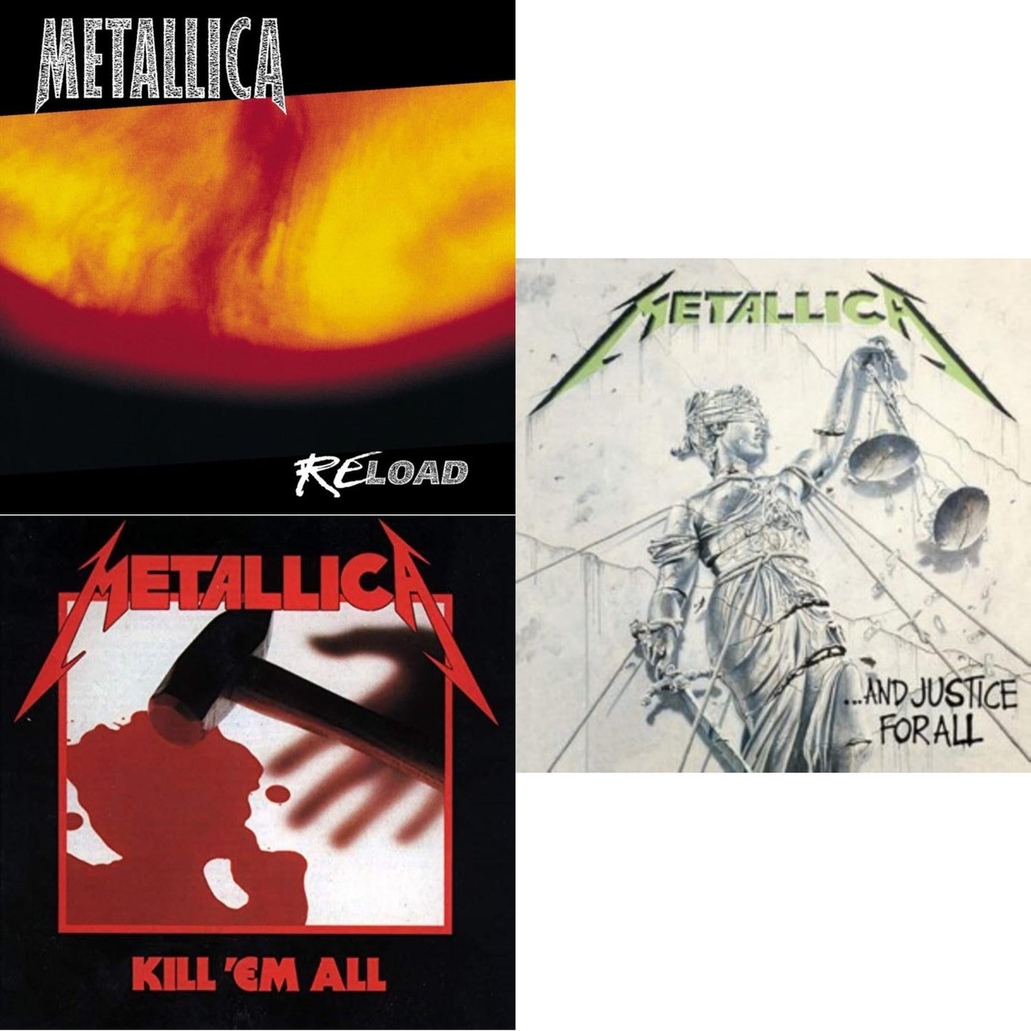 Metallica - Reload & Kill Em All (180G) & And Justice For All (Remastered) - LP Vinyl Bundle