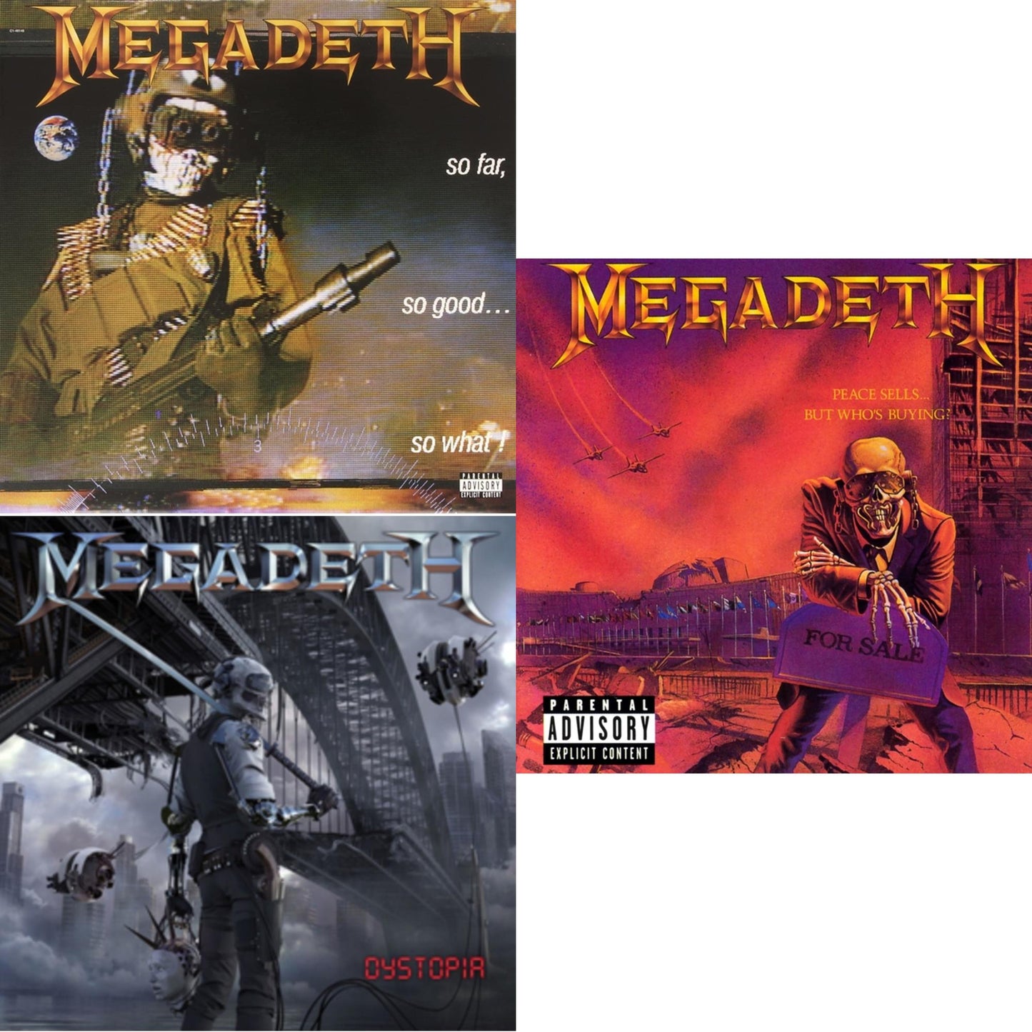 Megadeth - Peace Sells But Who's Buying & So Far So Good So What & Dystopia - LP Vinyl Bundle