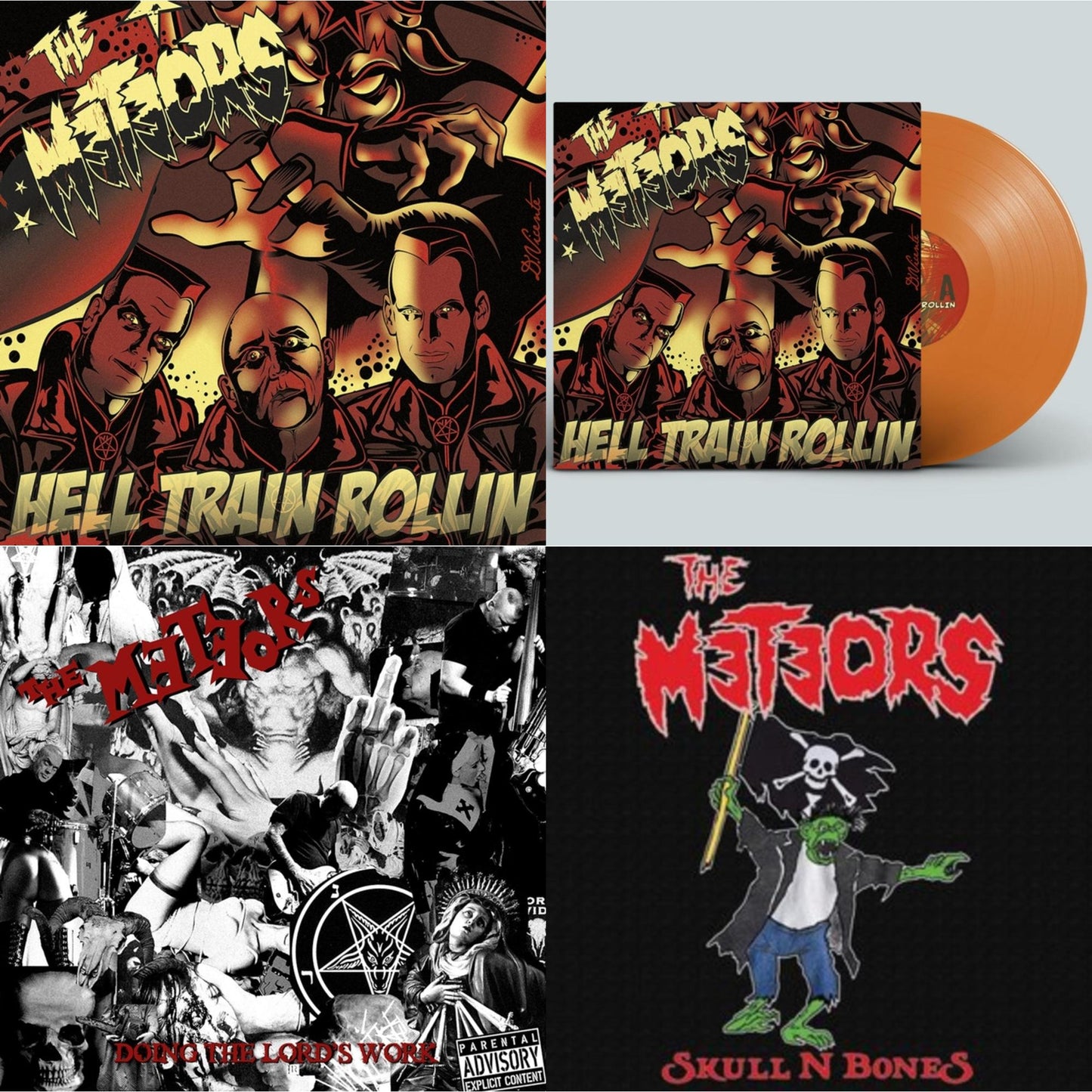 Meteors - Hell Train Rollin & Hell Train Rollin & Doing The Lord's Work & Skull N Bones - LP Vinyl Bundle