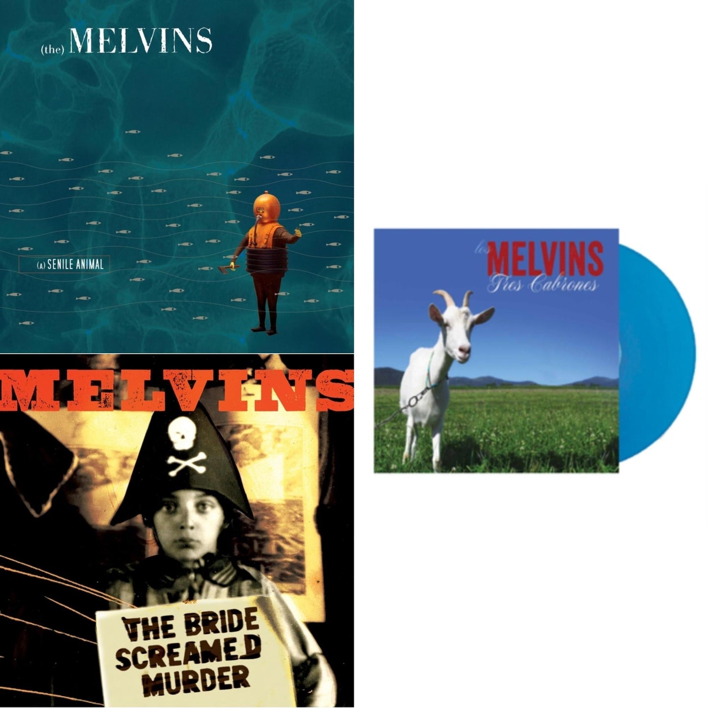 Melvins - Senile Animal Sea Blue LP Vinyl & Bride Screamed Murder (Apple Red LP Vinyl) & Tres Cabrones