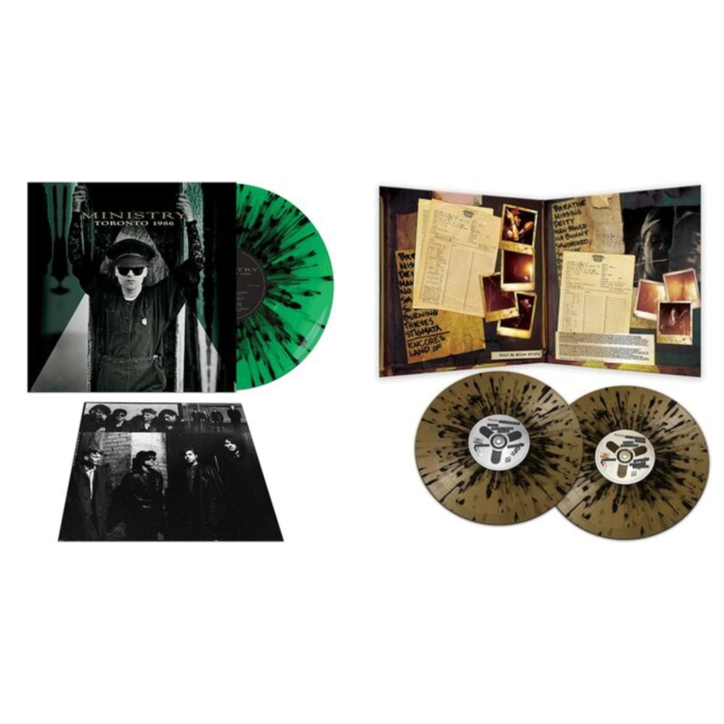 Ministry - Toronto 1986 (Green & Black Splatter LP Vinyl) & Live Necronomicon (Black & Gold Splatter Vinyl/2LP)