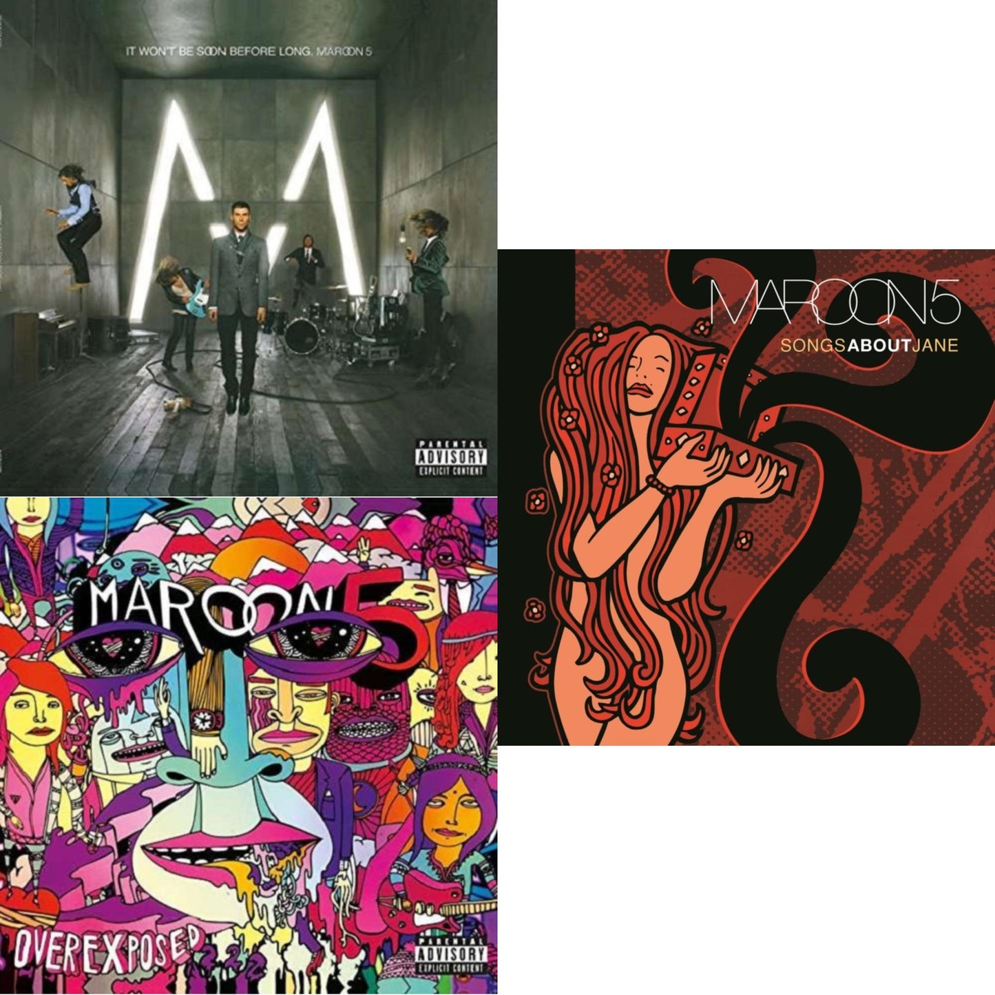 Maroon 5 - It Won't Be Soon Before Long & Overexposed & Songs About Jane - LP Vinyl Bundle