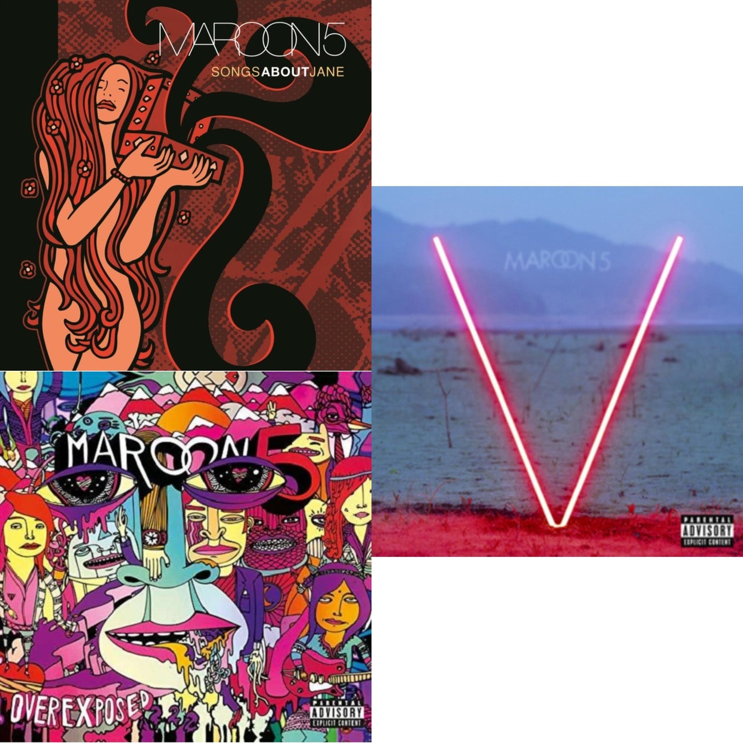 Maroon 5 - V & Overexposed & Songs About Jane - LP Vinyl Bundle