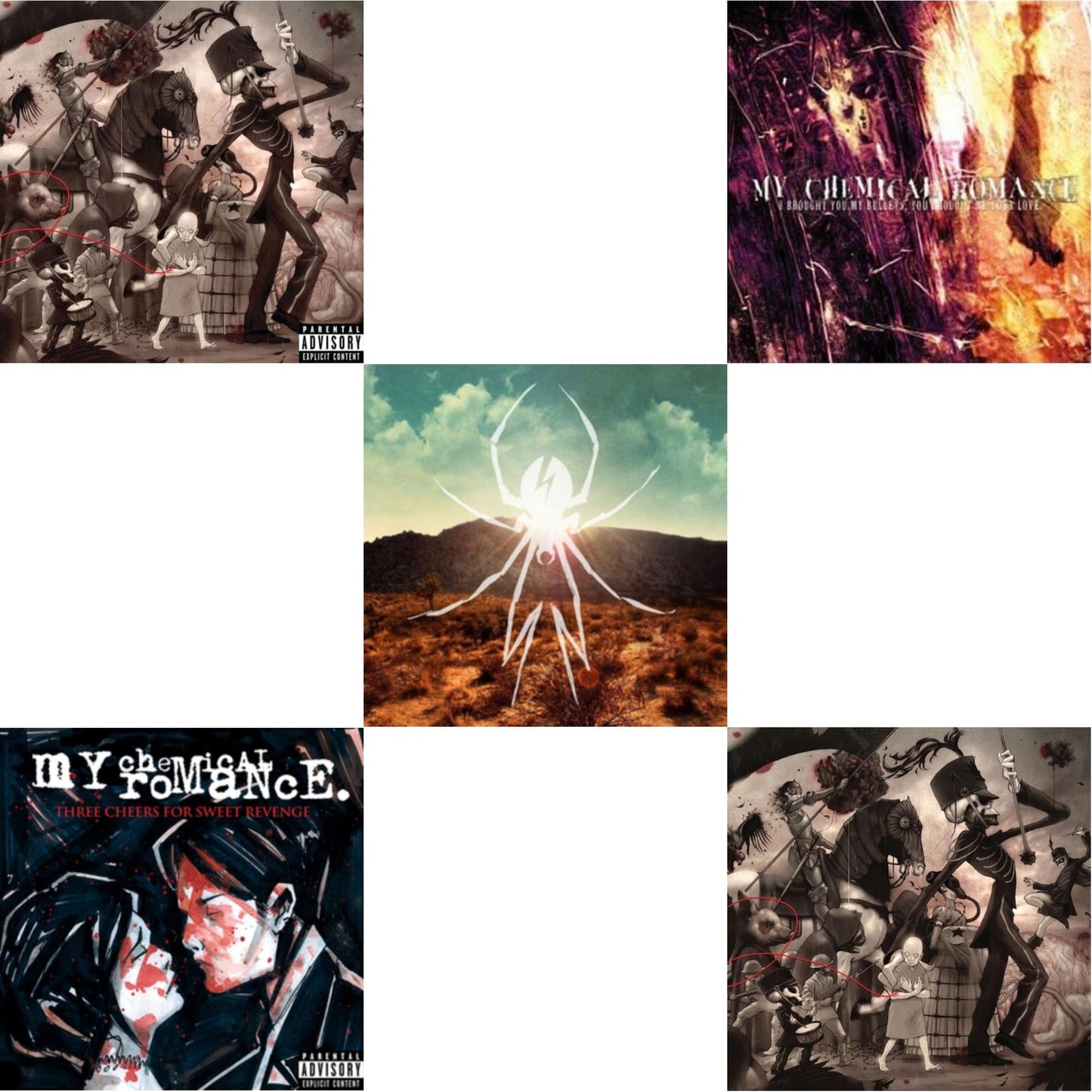 My Chemical Romance - Black Parade & Three Cheers For Sweet Revenge & Danger Days: True Lives Of The Fabulous Killjoys & I Brought You My Bullets You Brought Me Your Love & Black Parade (X) (Picture Disc) - LP Vinyl Bundle