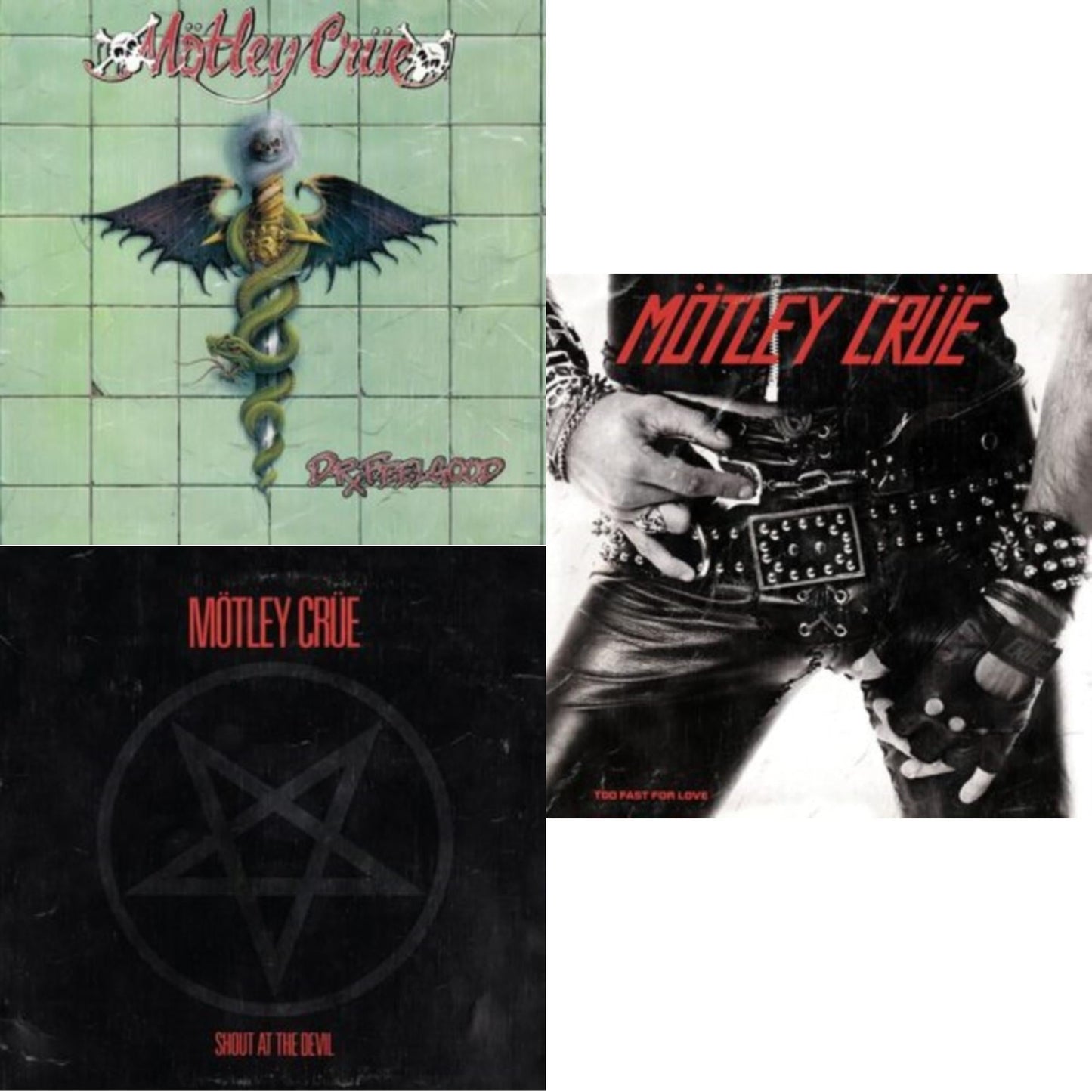 Motley Crue - Dr. Feelgood & Shout At The Devil & Too Fast For Love - LP Vinyl Bundle