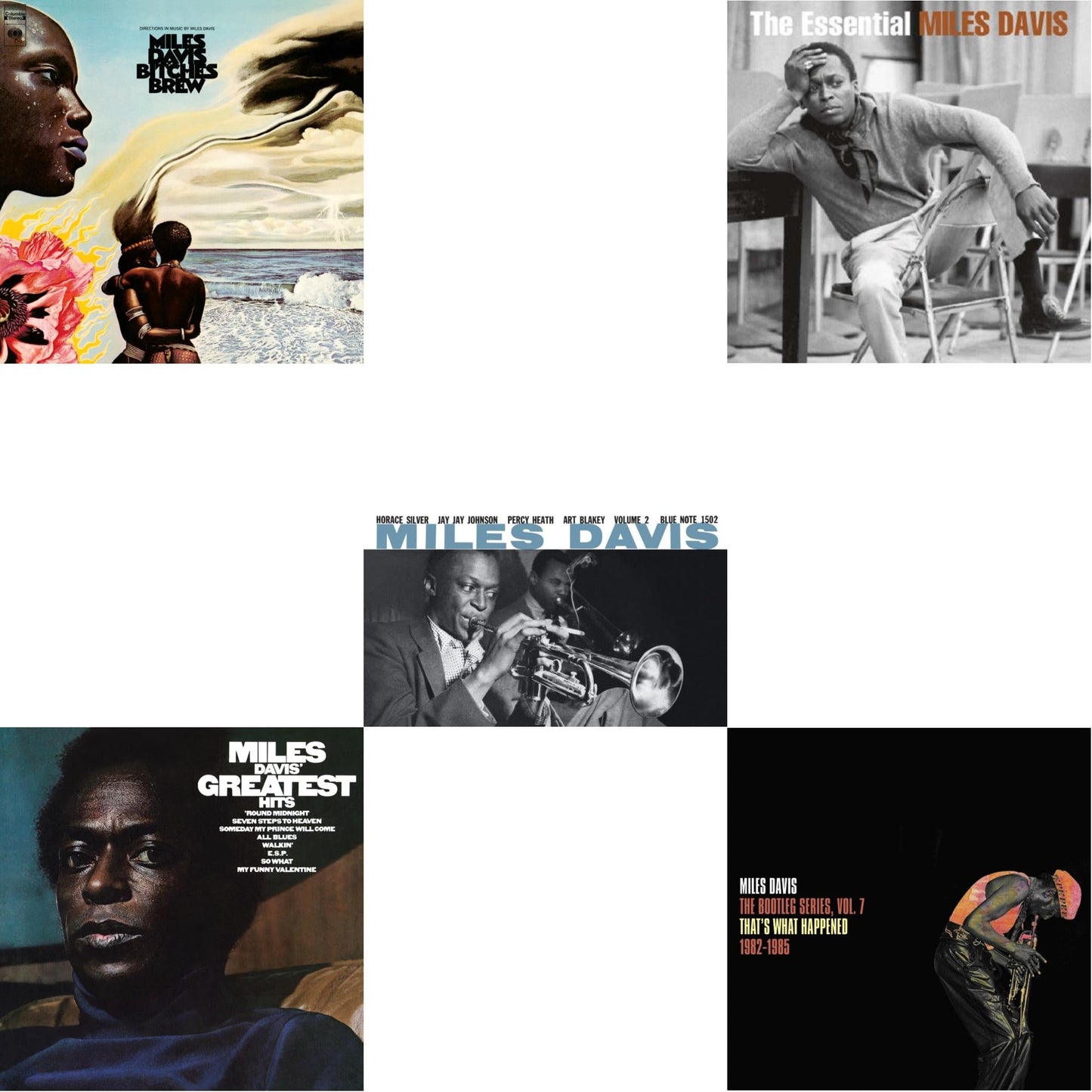 Miles Davis - Bitches Brew (2LP/140G) & Bootleg Series Vol. 7: That’S What Happened 1982-1985 (2LP/White Vinyl) & Volume 2 (Blue Note Classic LP Vinyl Series) & Essential Miles Davis (2LP) & Greatest Hits (1969) (150G/Dl Code)