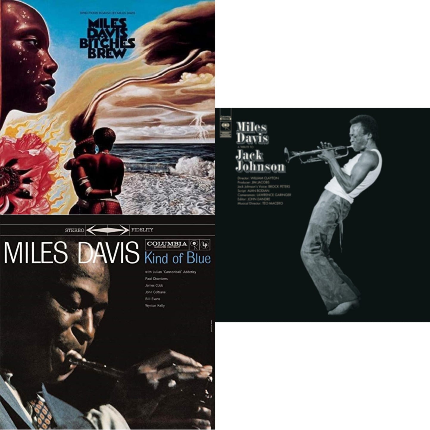 Miles Davis - Tribute To Jack Johnson (140G/Dl Insert) & Kind Of Blue (180G) & Bitches Brew - LP Vinyl Bundle