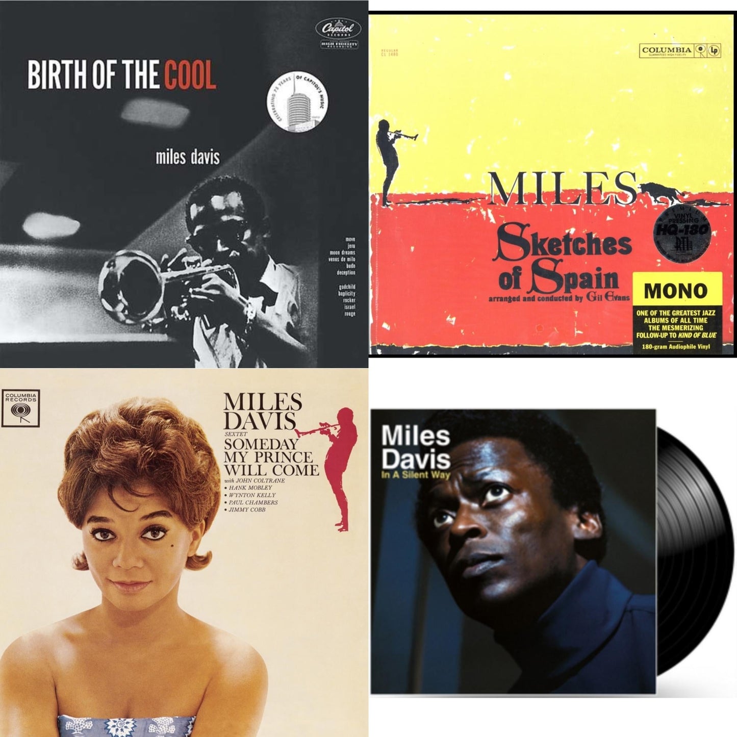 Miles Davis - Birth Of The Cool & Sketches Of Spain (Mono) & Someday My Prince Will Come (180G) & In A Silent Way - LP Vinyl Bundle
