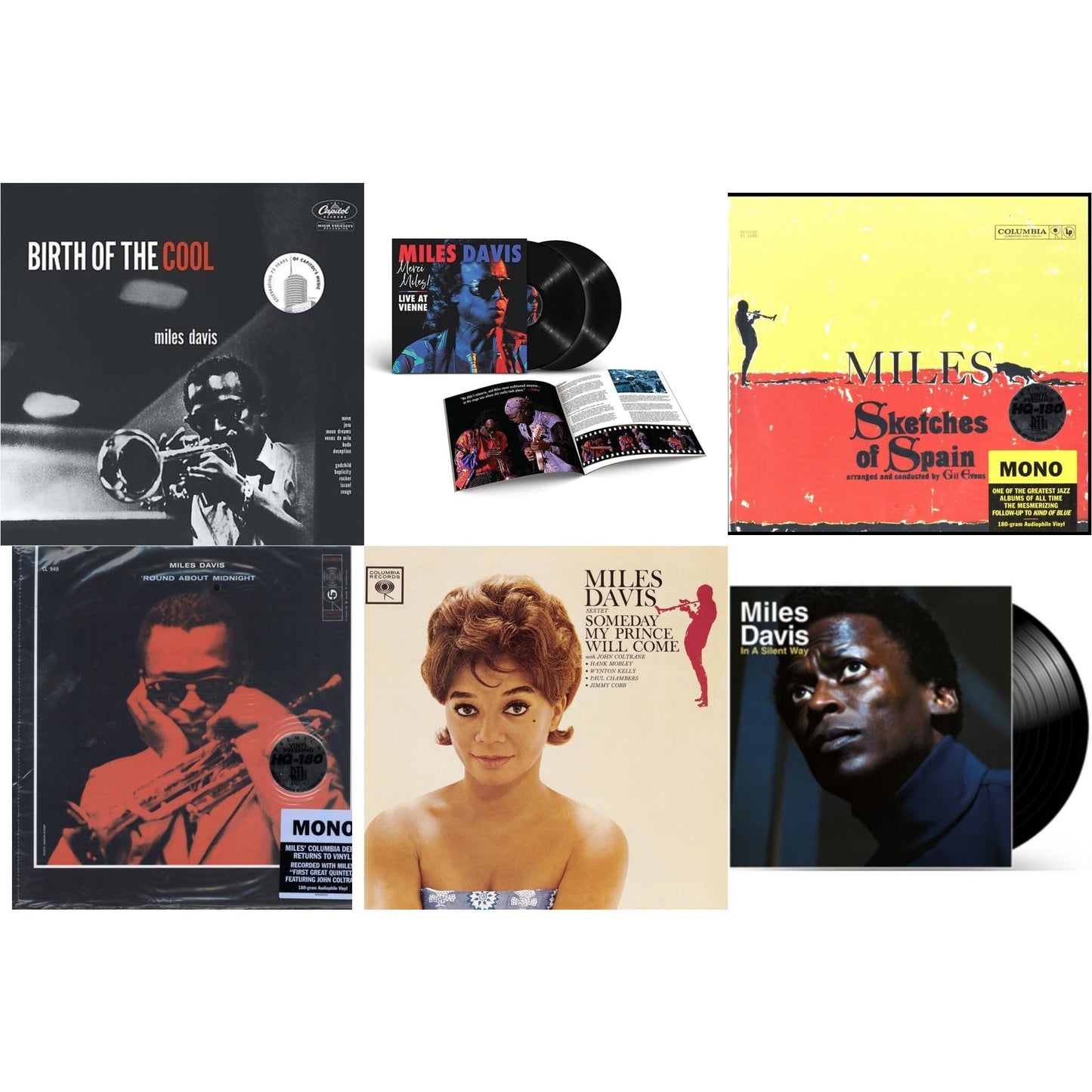Miles Davis - Birth Of The Cool & Merci, Miles! Live At Vienne (2LP) & Sketches Of Spain (Mono) & Round About Midnight (180G/Mono) & Someday My Prince Will Come (180G) & In A Silent Way