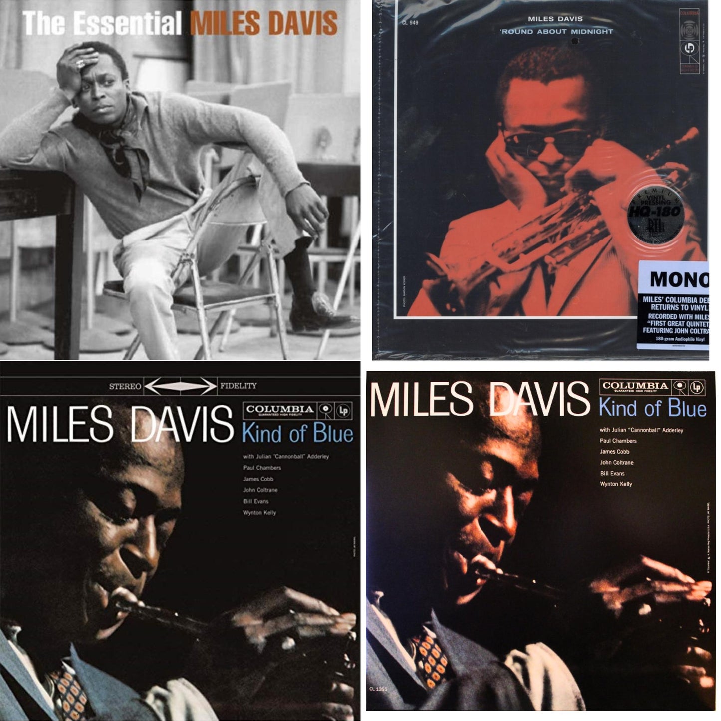 Miles Davis - Kind Of Blue (180G) & Round About Midnight (180G/Mono) & Kind Of Blue (Mono) & Essential Miles Davis (2LP)