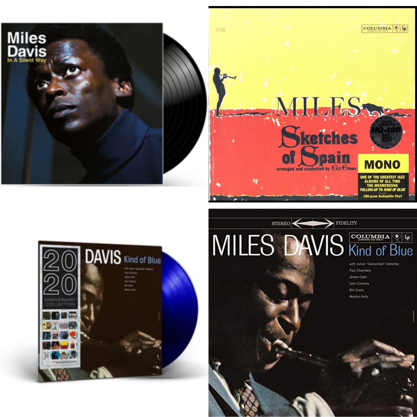 Miles Davis - Kind Of Blue (180G) & Sketches Of Spain (Mono) & In A Silent Way & Kind Of Blue (Blue LP Vinyl)
