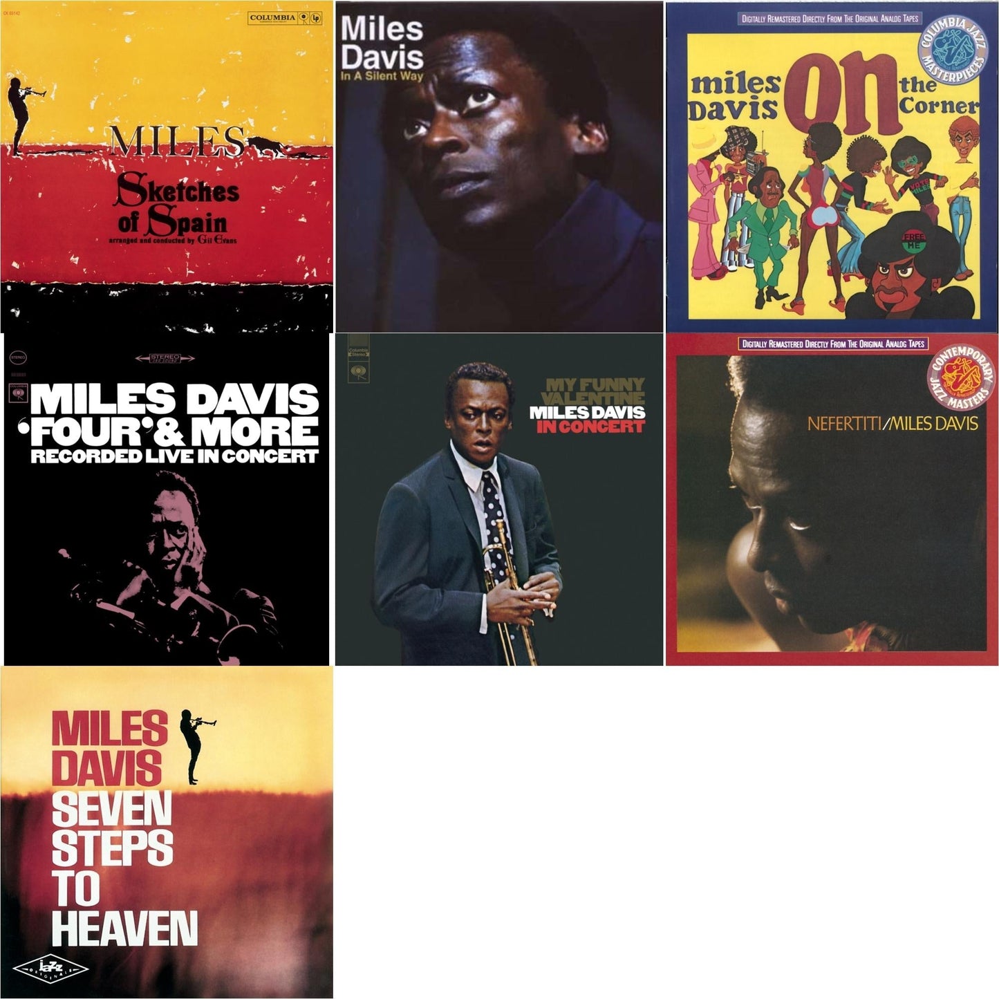 Miles Davis - Sketches Of Spain & In A Silent Way & On The Corner & Four & More & My Funny Valentine & Nefertiti & Seven Steps To Heaven - CD Bundle