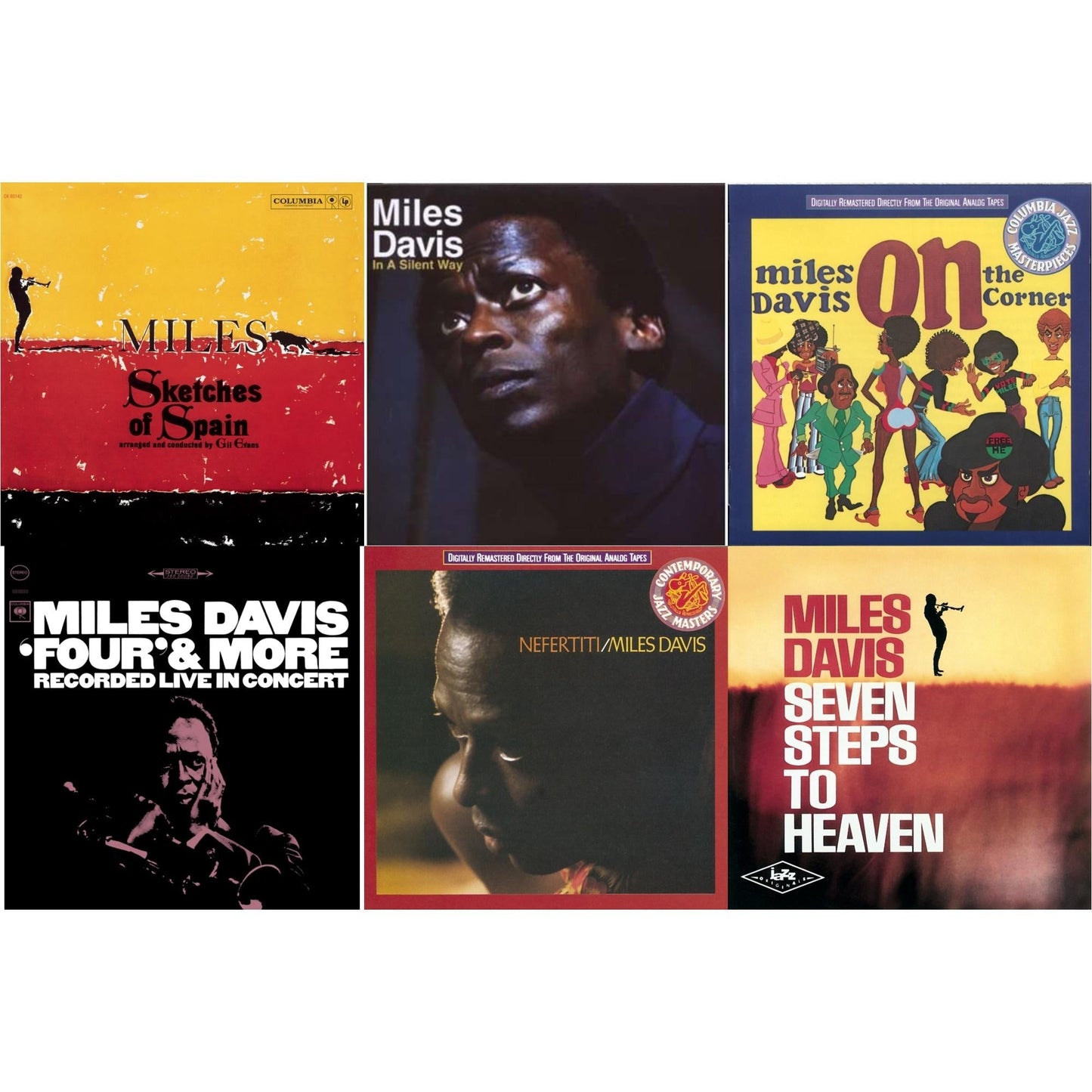 Miles Davis - Sketches Of Spain & In A Silent Way & On The Corner & Four & More & Nefertiti & Seven Steps To Heaven - CD Bundle