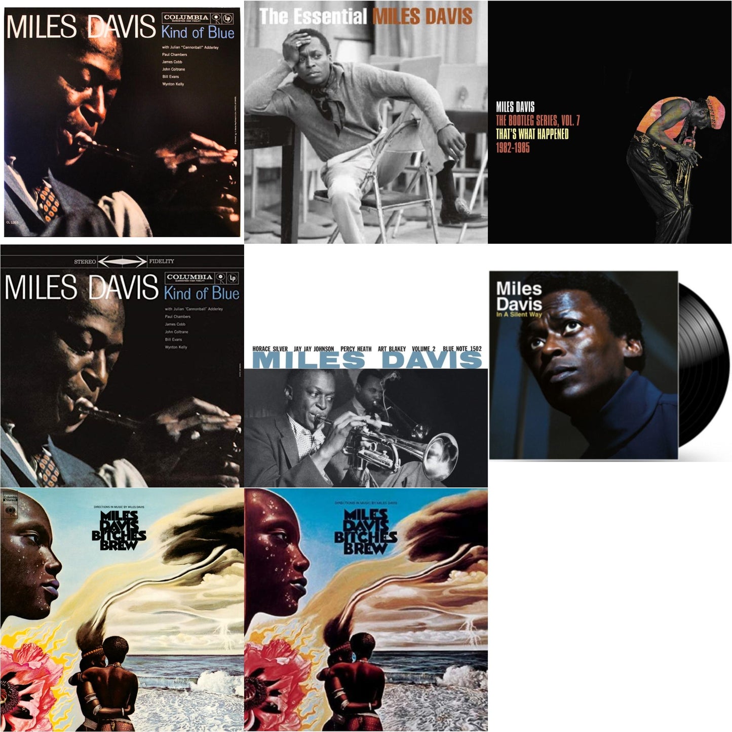 Miles Davis - Kind Of Blue (Mono) & Essential Miles Davis (2LP) & Bootleg Series Vol. 7: That’S What Happened 1982-1985 (2LP/White Vinyl) & Kind Of Blue (180G) & Volume 2 (Blue Note Classic LP Vinyl Series) & In A Silent Way & Bitches Brew