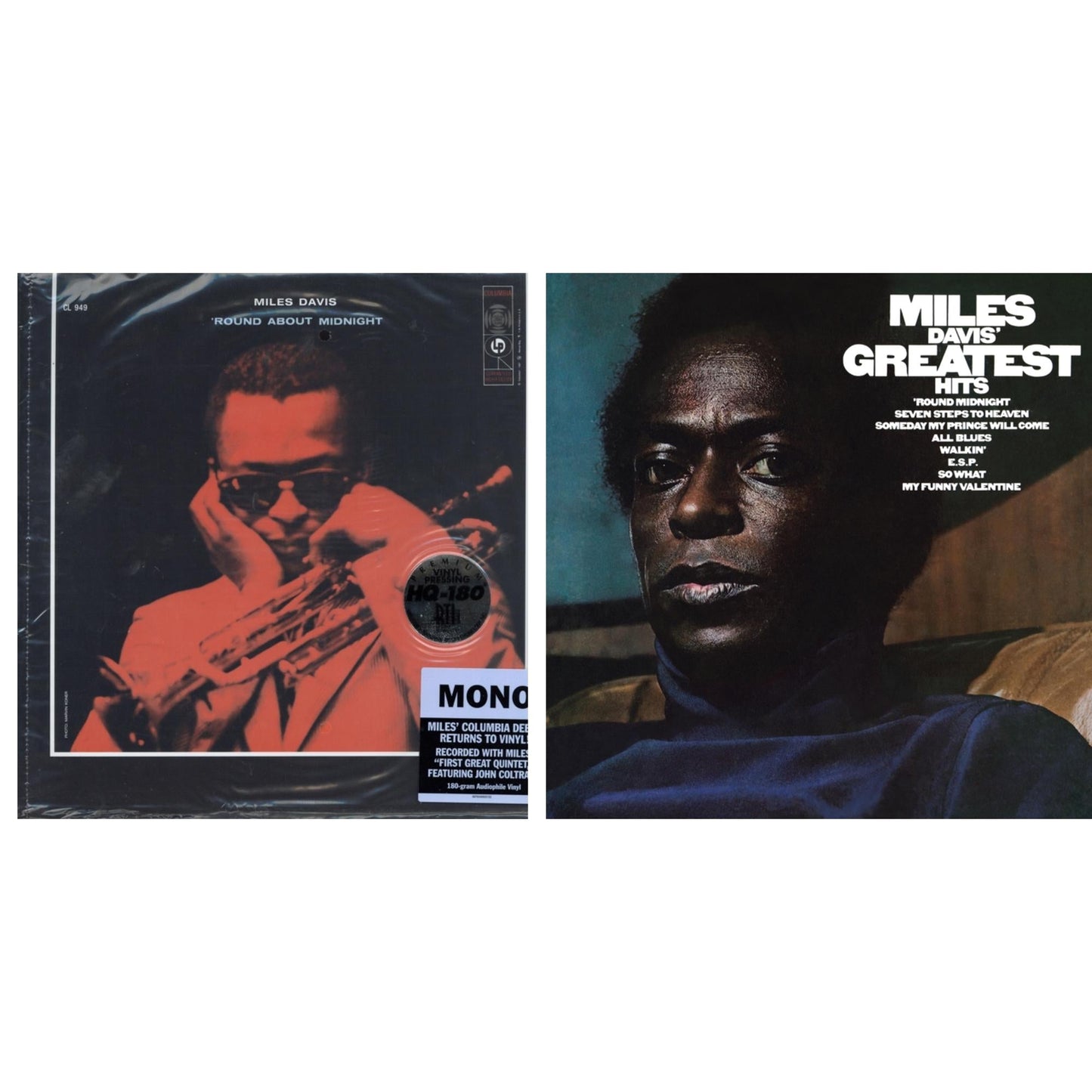 Miles Davis - Round About Midnight (180G/Mono) & Greatest Hits (1969) (150G/Dl Code) - LP Vinyl Bundle