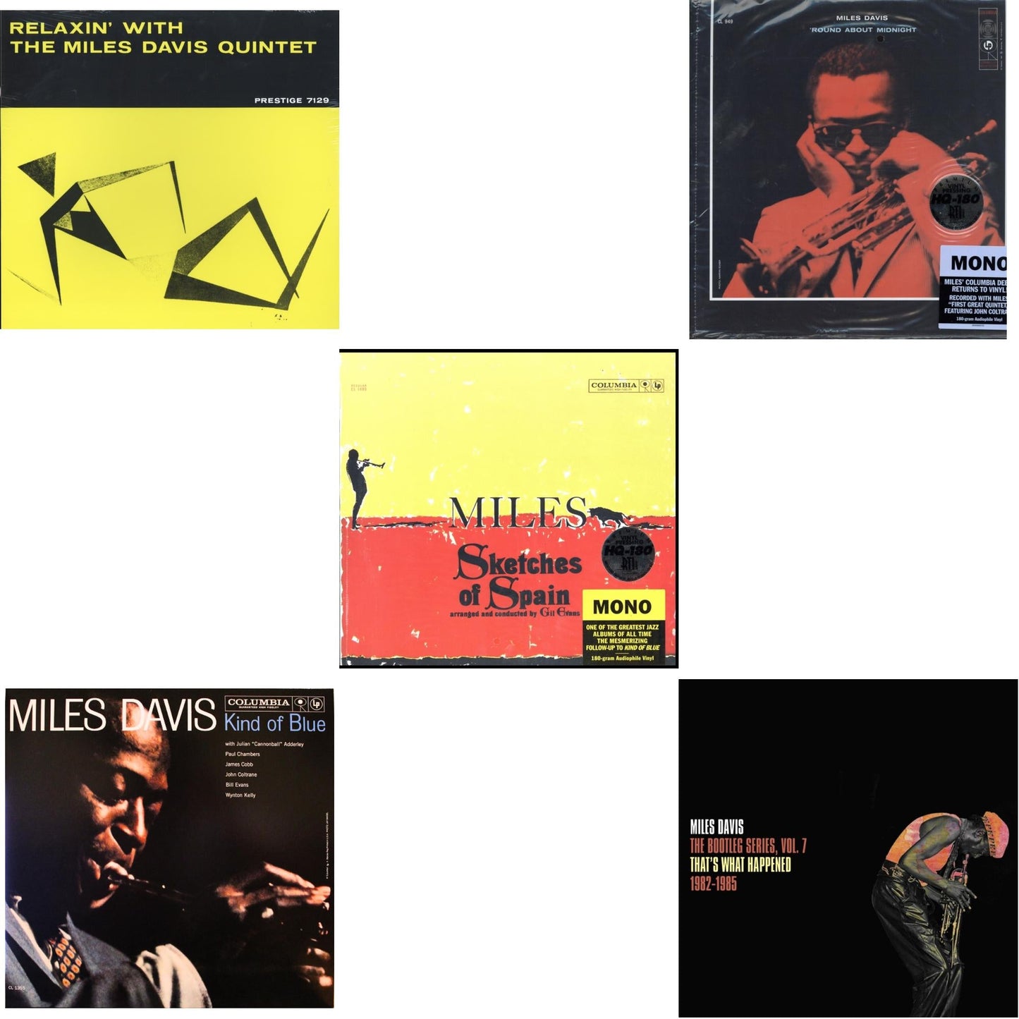 Miles Davis - Relaxin With The Miles Davis Quintet & Bootleg Series Vol. 7: That’S What Happened 1982-1985 (2LP/White Vinyl) & Sketches Of Spain (Mono) & Round About Midnight (180G/Mono) & Kind Of Blue (Mono)