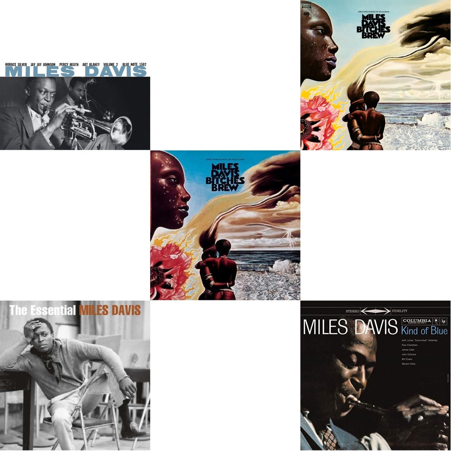 Miles Davis - Bitches Brew (2LP/140G) & Volume 2 (Blue Note Classic LP Vinyl Series) & Kind Of Blue (180G) & Bitches Brew & Essential Miles Davis (2LP)