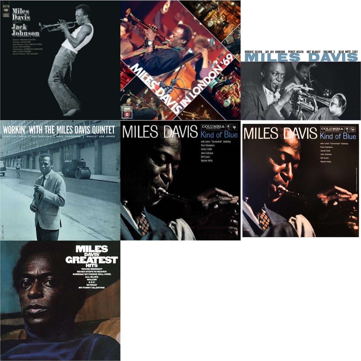 Miles Davis - Tribute To Jack Johnson (140G/Dl Insert) & Live At Ronnie Scott's 1969 & Volume 2 (Blue Note Classic LP Vinyl Series) & Workin With The Miles Davis Quintet & Kind Of Blue & Kind Of Blue (Mono) & Greatest Hits (1969) (150G/Dl Code)