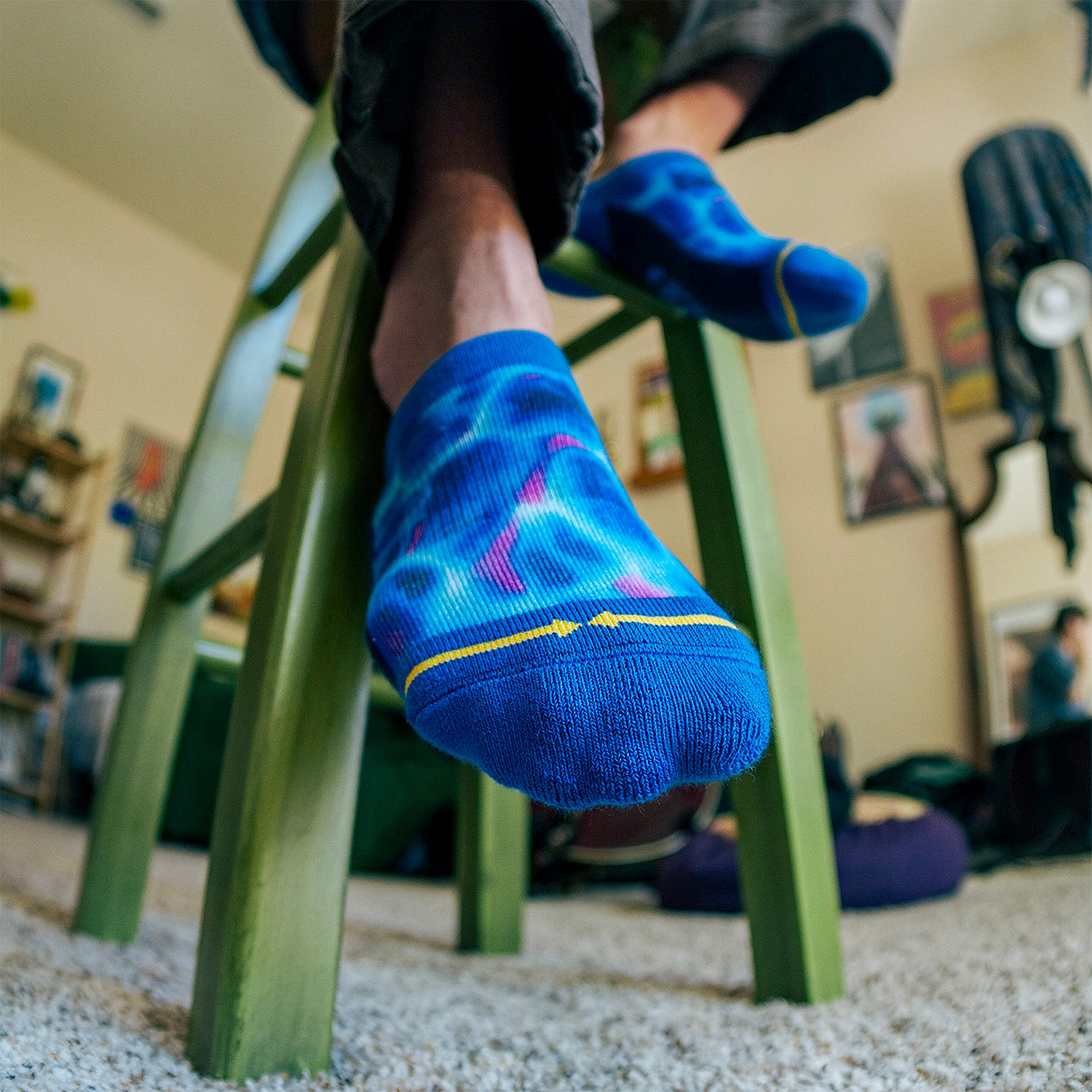Blue Water Adult No Show Socks With Art By Daniel Jean-Baptiste