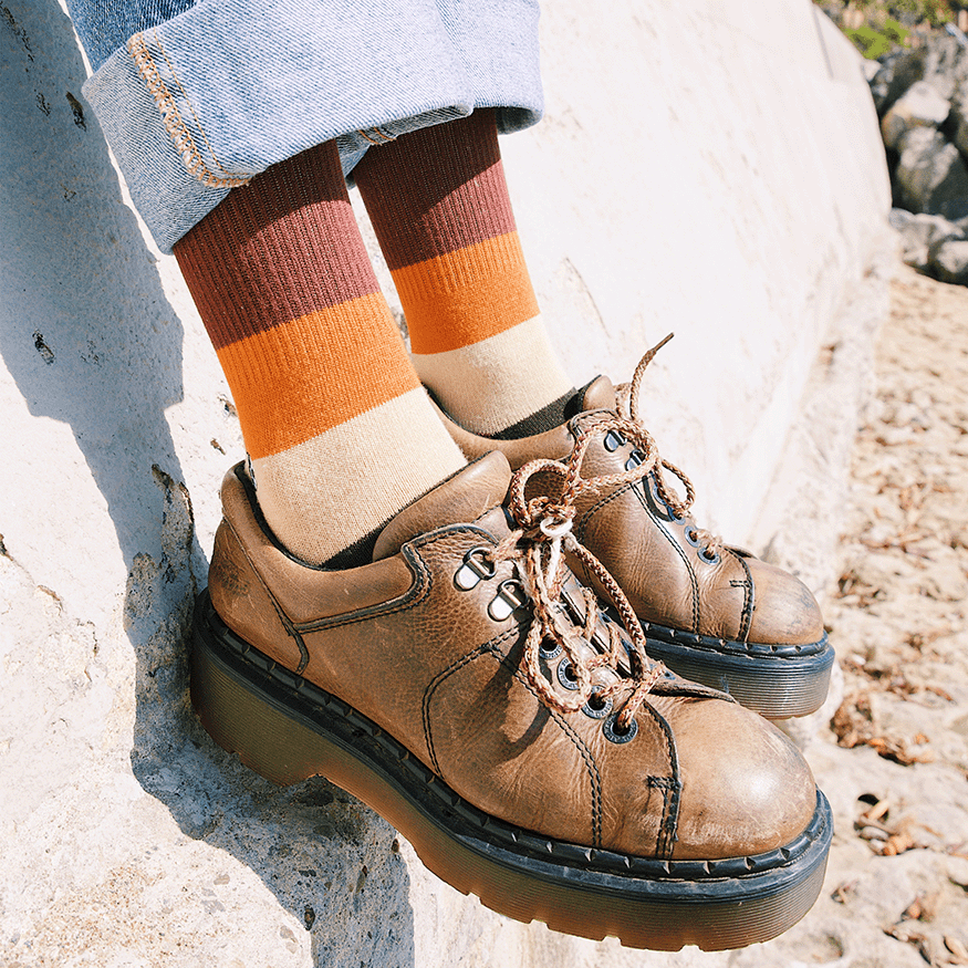 Spidey Brown Bamboo Stripes Adult Crew Sock