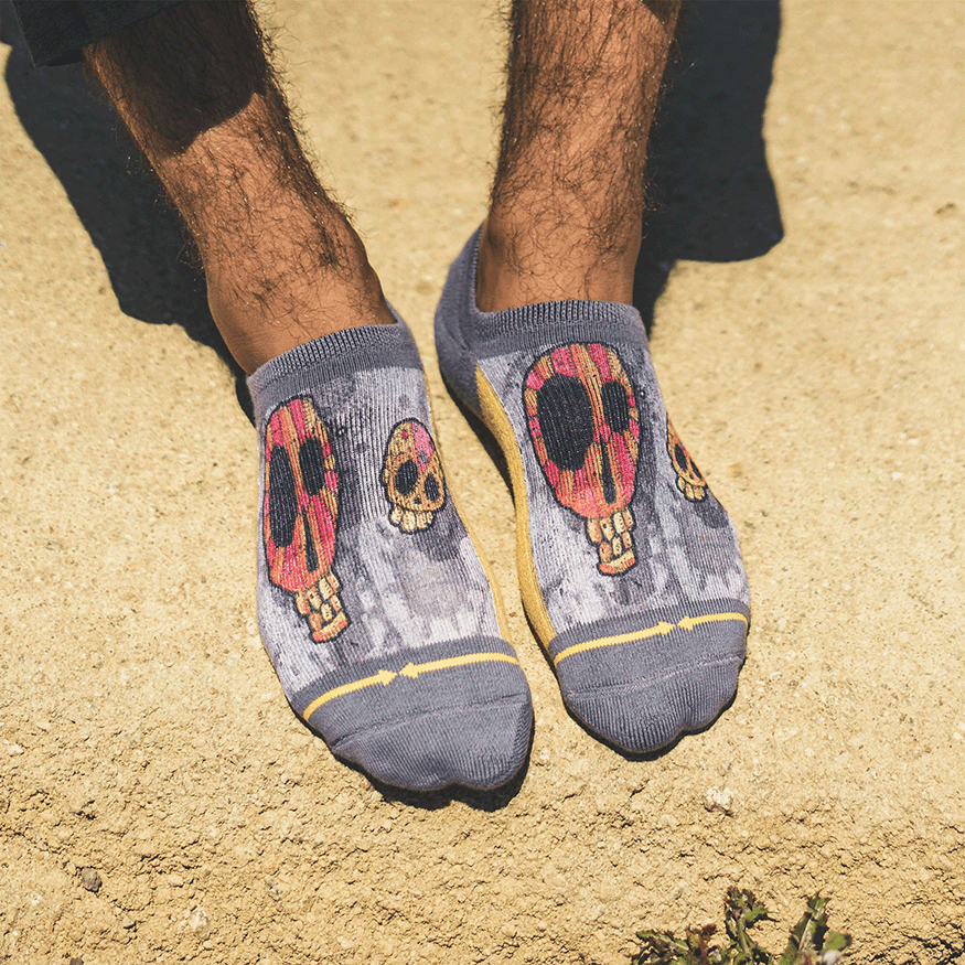 Candy Skulls Adult No Show Socks With Art By Bad Otis Link