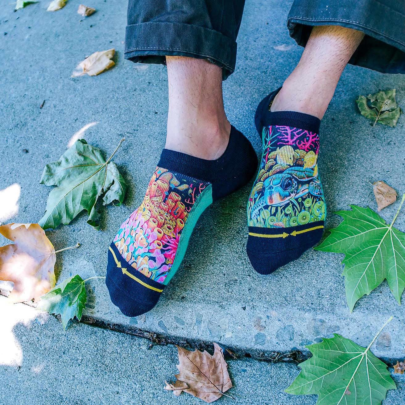 Coral Reef Adult No Show Socks With Art By Caia Koopman