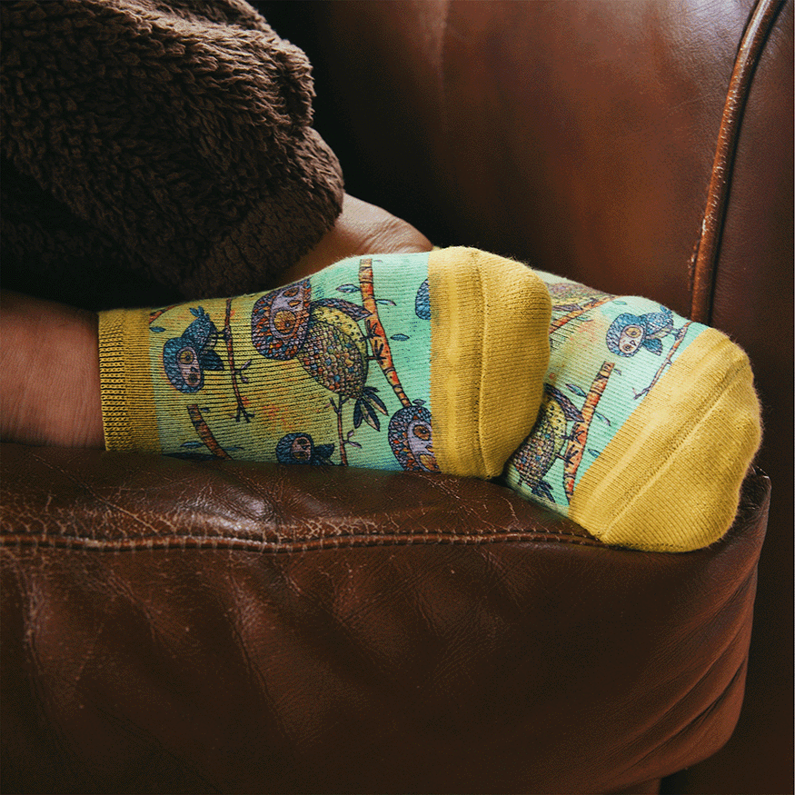 Owl Adult No Show Socks With Art By Bad Otis Link