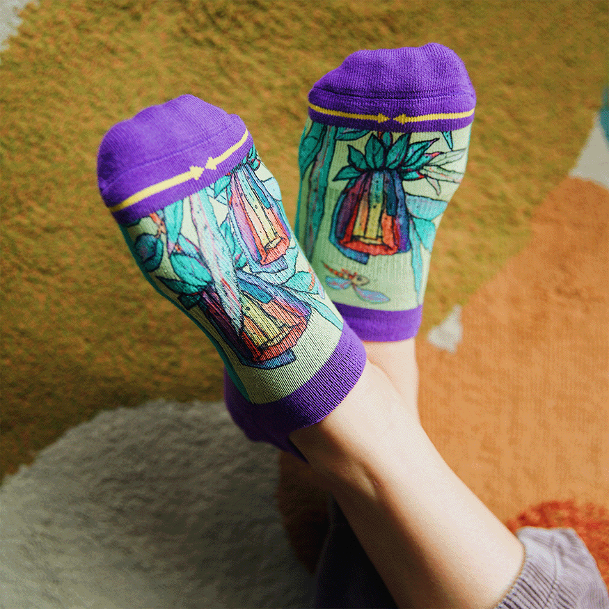 Rainbow Flower Adult No Show Socks With Art By Bad Otis Link