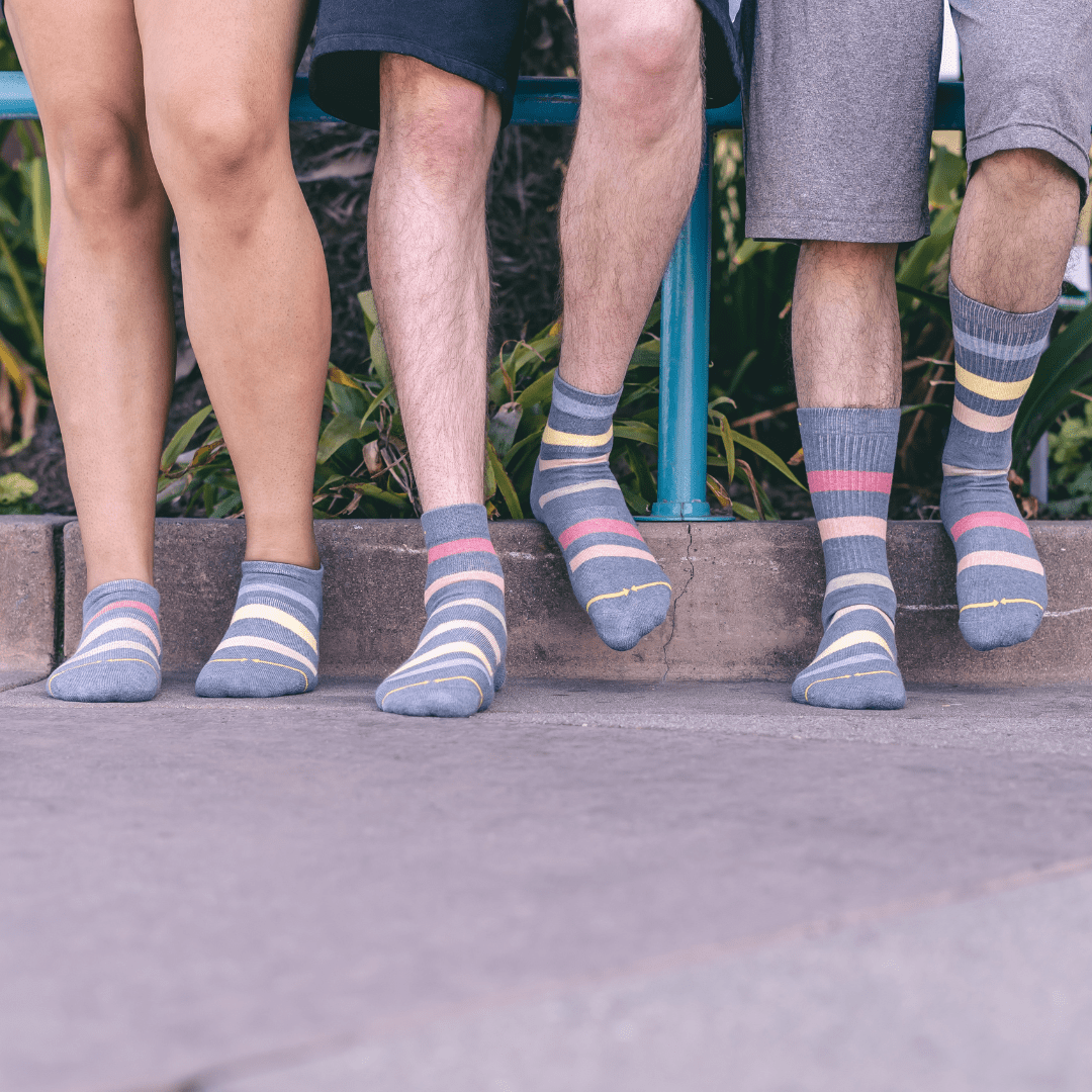 Rhythm Stripe Plant Dye Quarter Adult Crew Socks