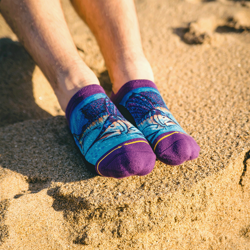 Sail Fish Adult No Show Socks With Art By Daniel Jean Baptiste