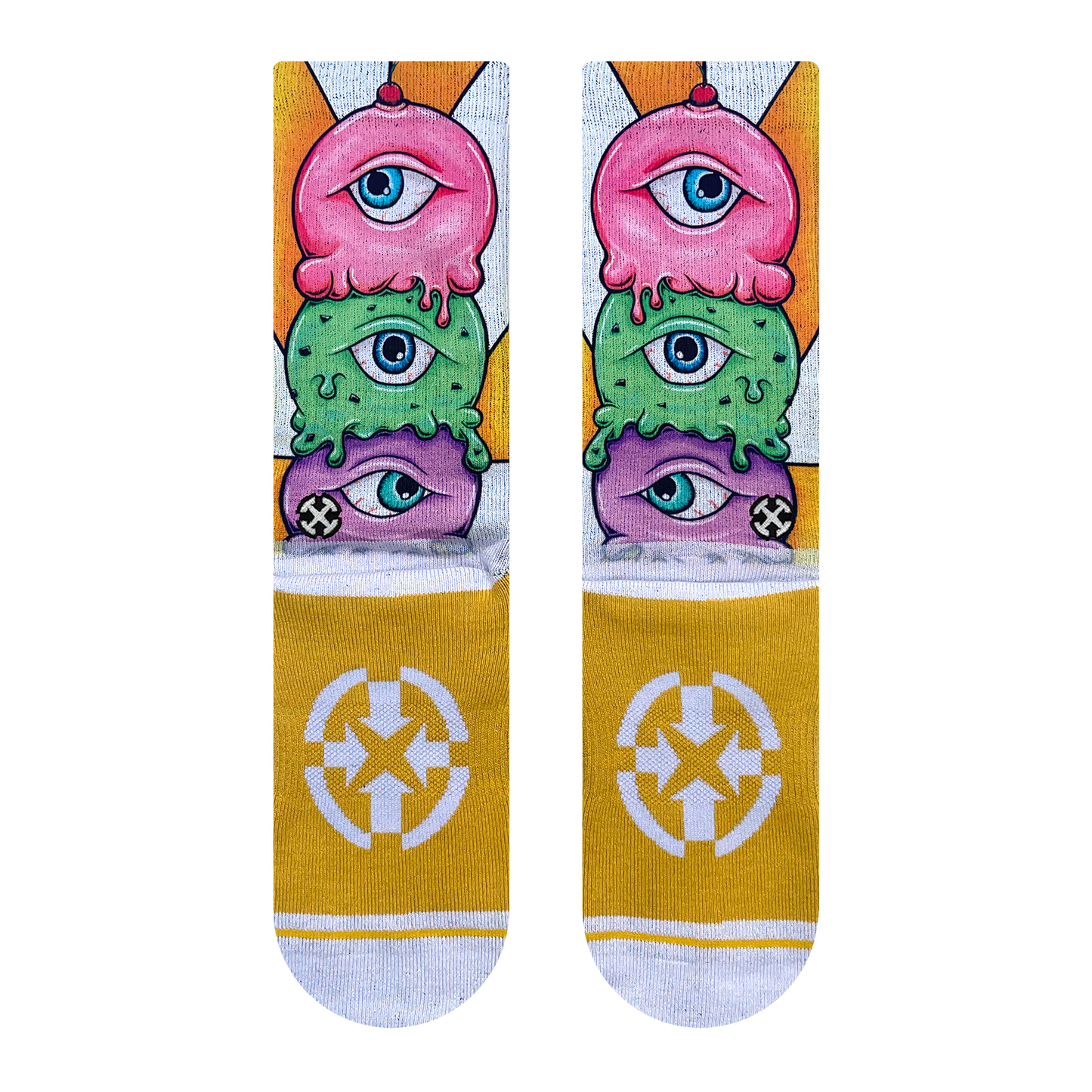 Eyes Cream Adult Crew Socks with Art by Kaia Myall