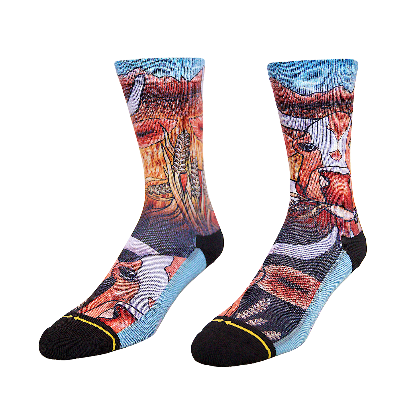 Bull Adult Crew Socks with Art by Kaia Myall