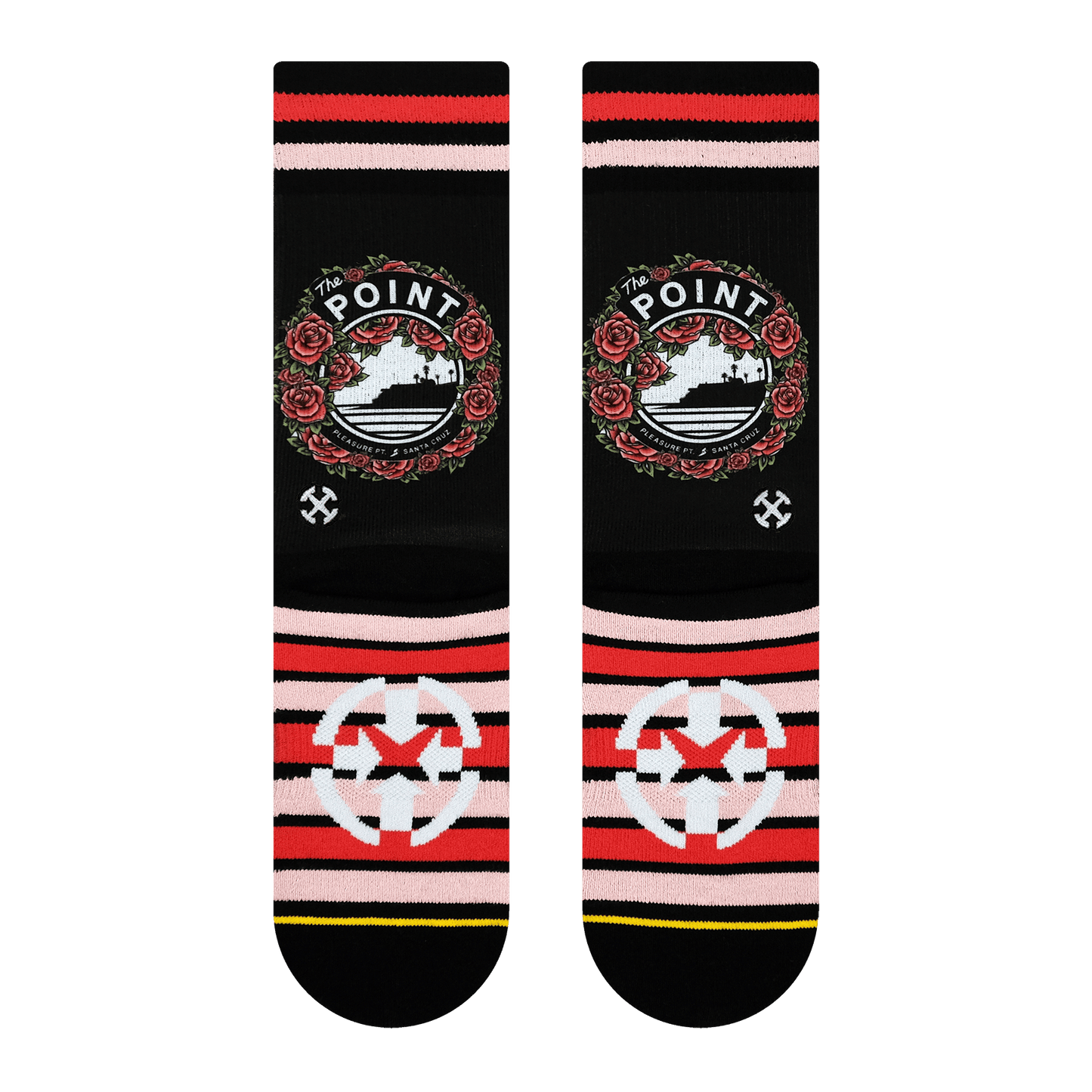 Slidertown The Point Red Roses Adult Crew Socks