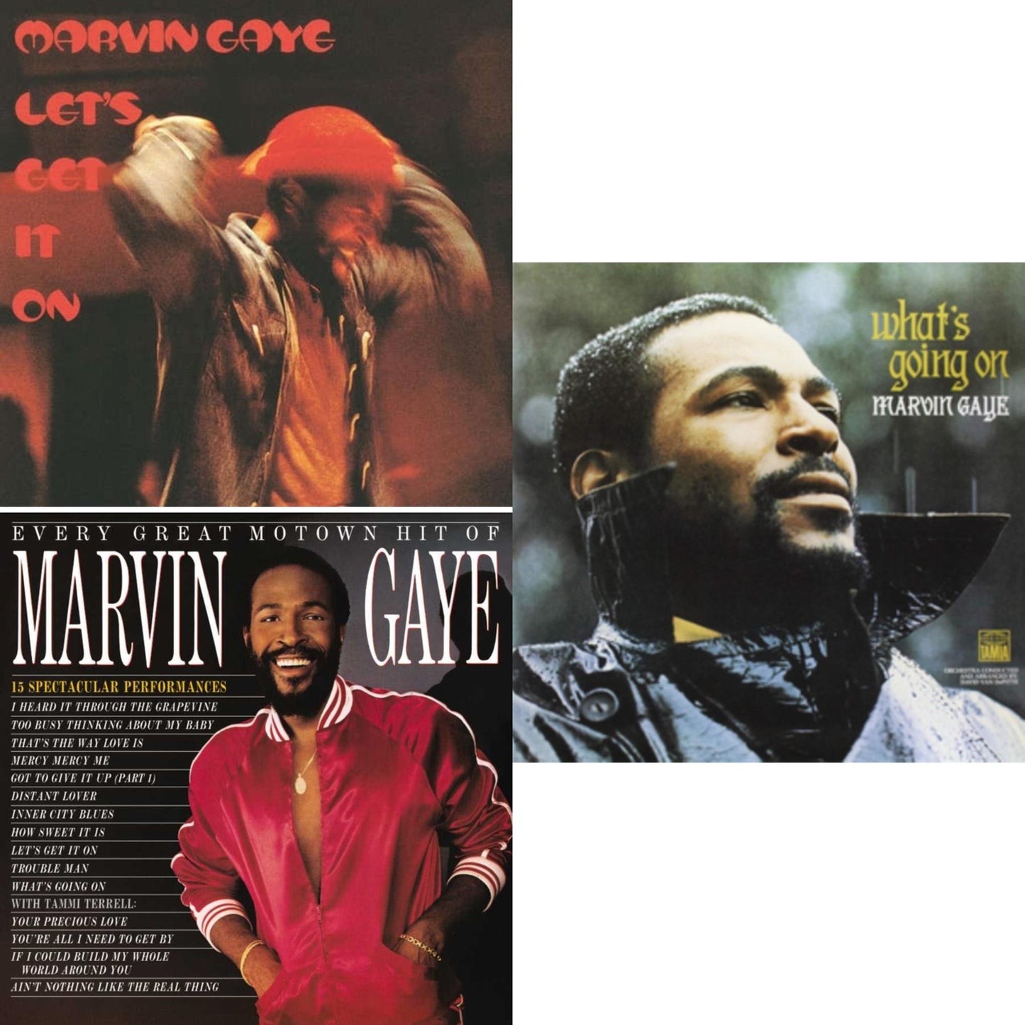 Marvin Gaye - Let's Get It On & Every Great Motown Hit Of Marvin Gaye: 15 Spectacular Performances & What's Going On - LP Vinyl Bundle