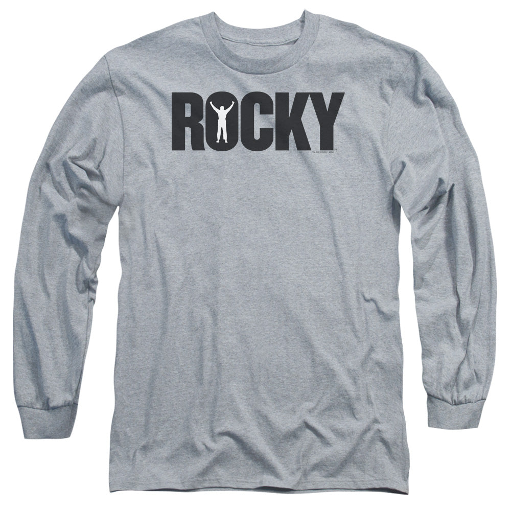 Rocky Logo Mens Long Sleeve Shirt Athletic Heather Officially Licensed Officially Licensed