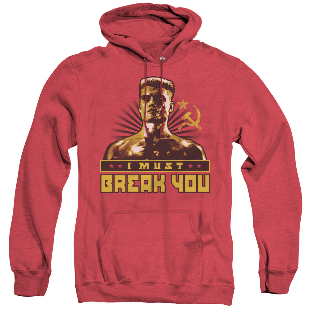 Rocky Iv I Must Break You Heather Mens Hoodie Red Officially Licensed