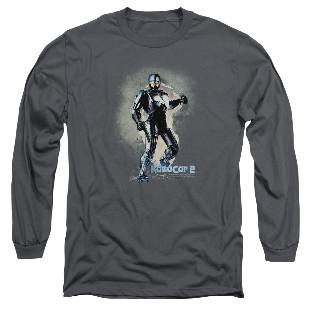 Robocop Break On Through Mens Long Sleeve Shirt Charcoal Officially Licensed