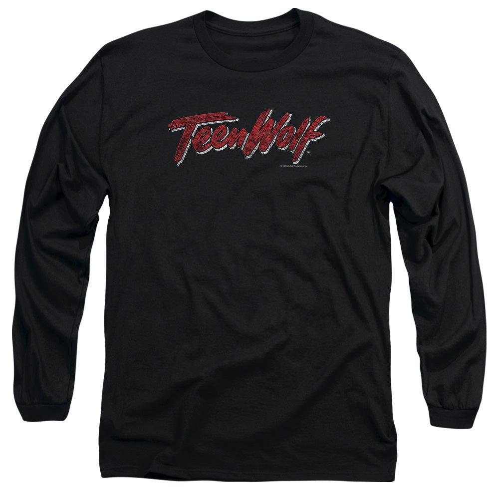 Teen Wolf Scrawl Logo Mens Long Sleeve Shirt Black Officially Licensed